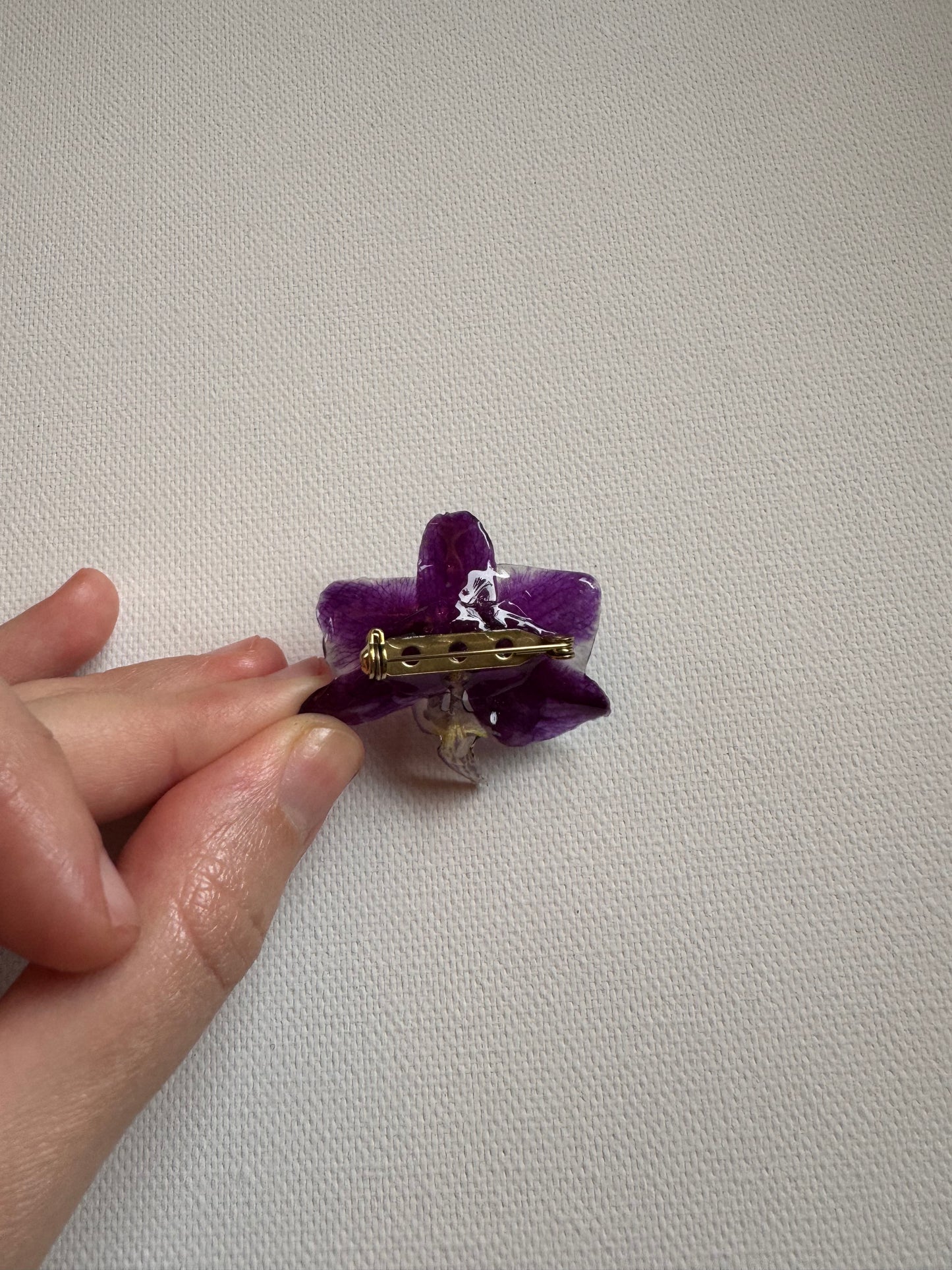 Purple orchid brooch