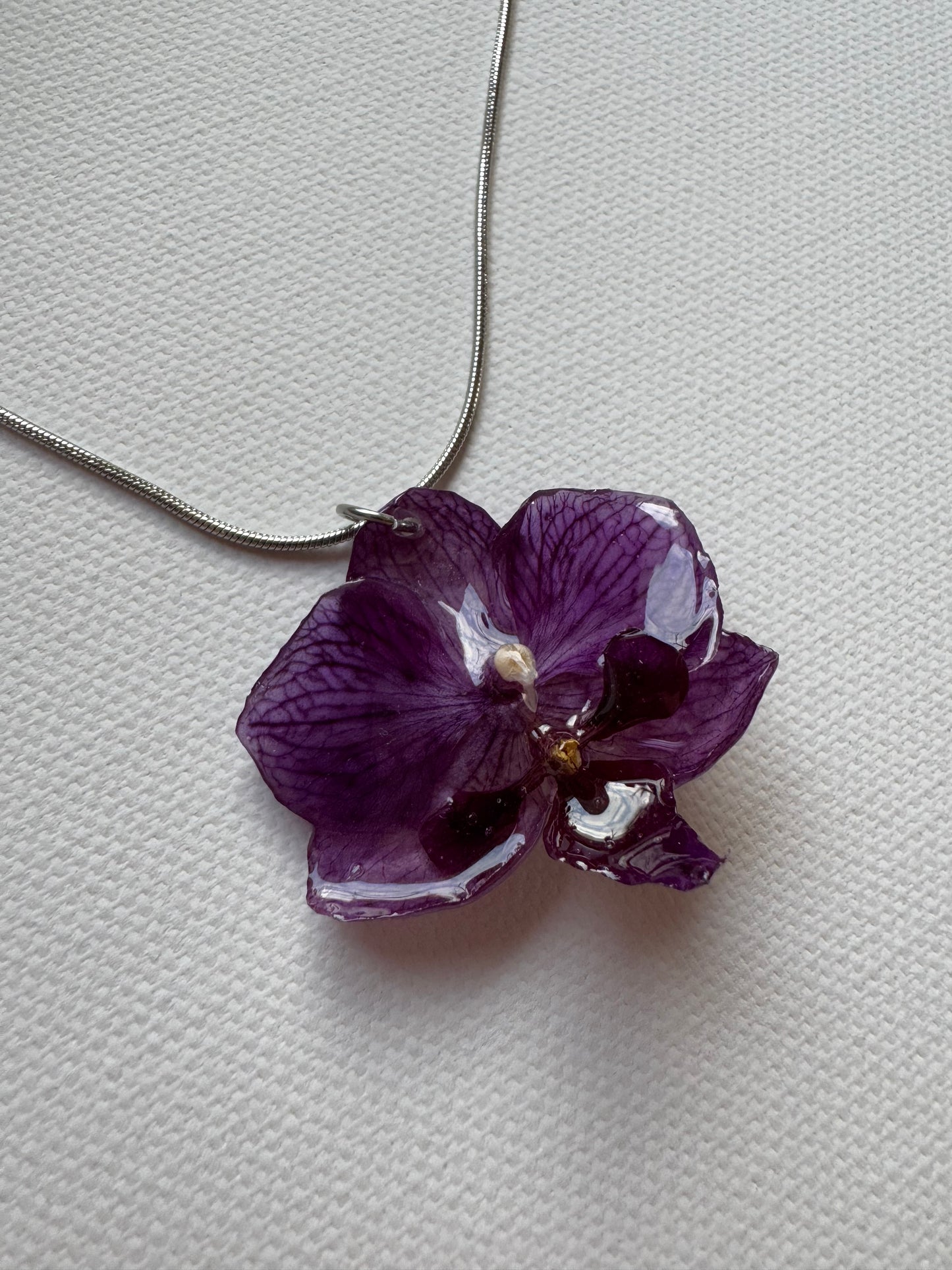 Purple orchid necklace