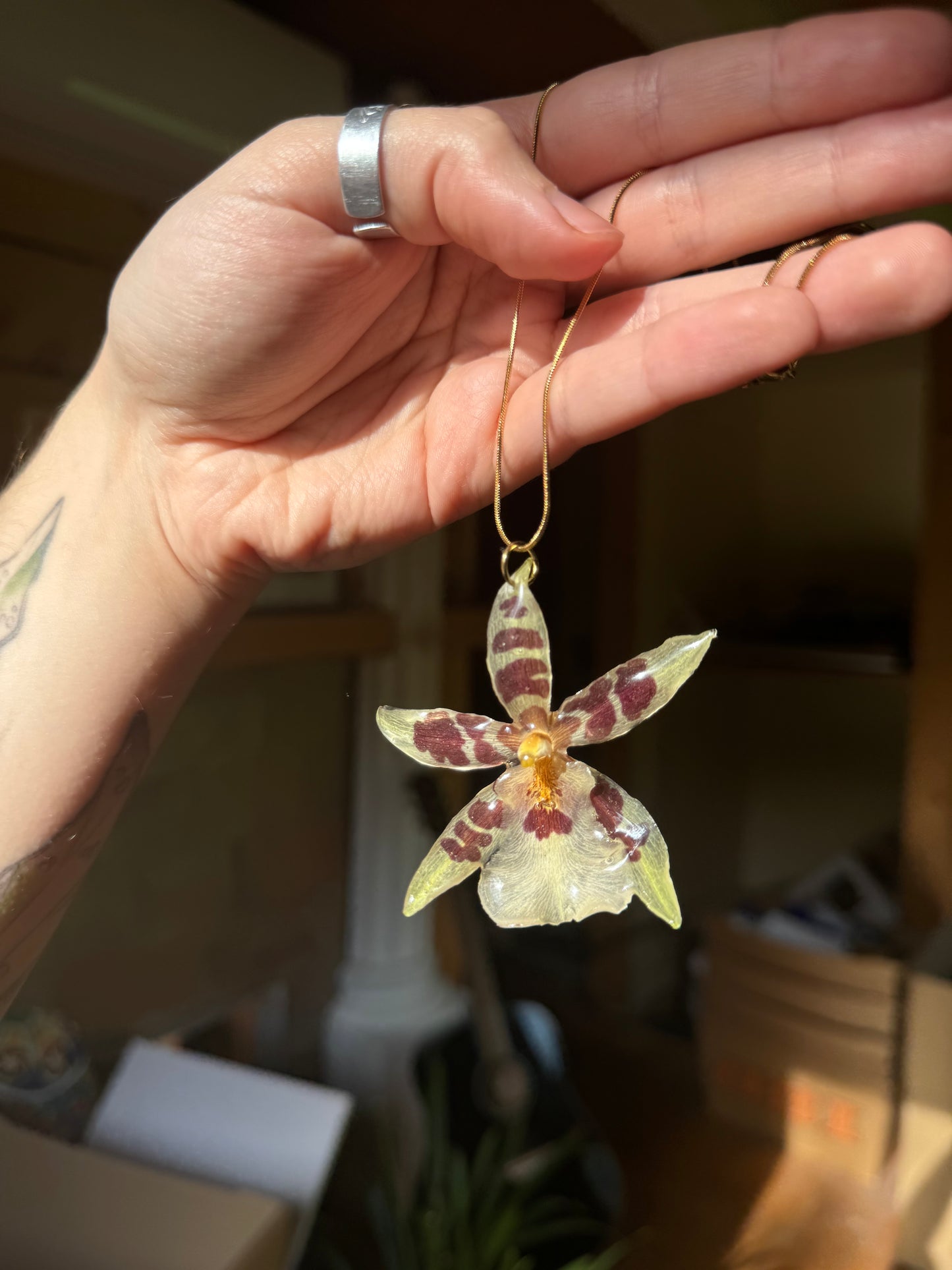 Striped orchid necklace