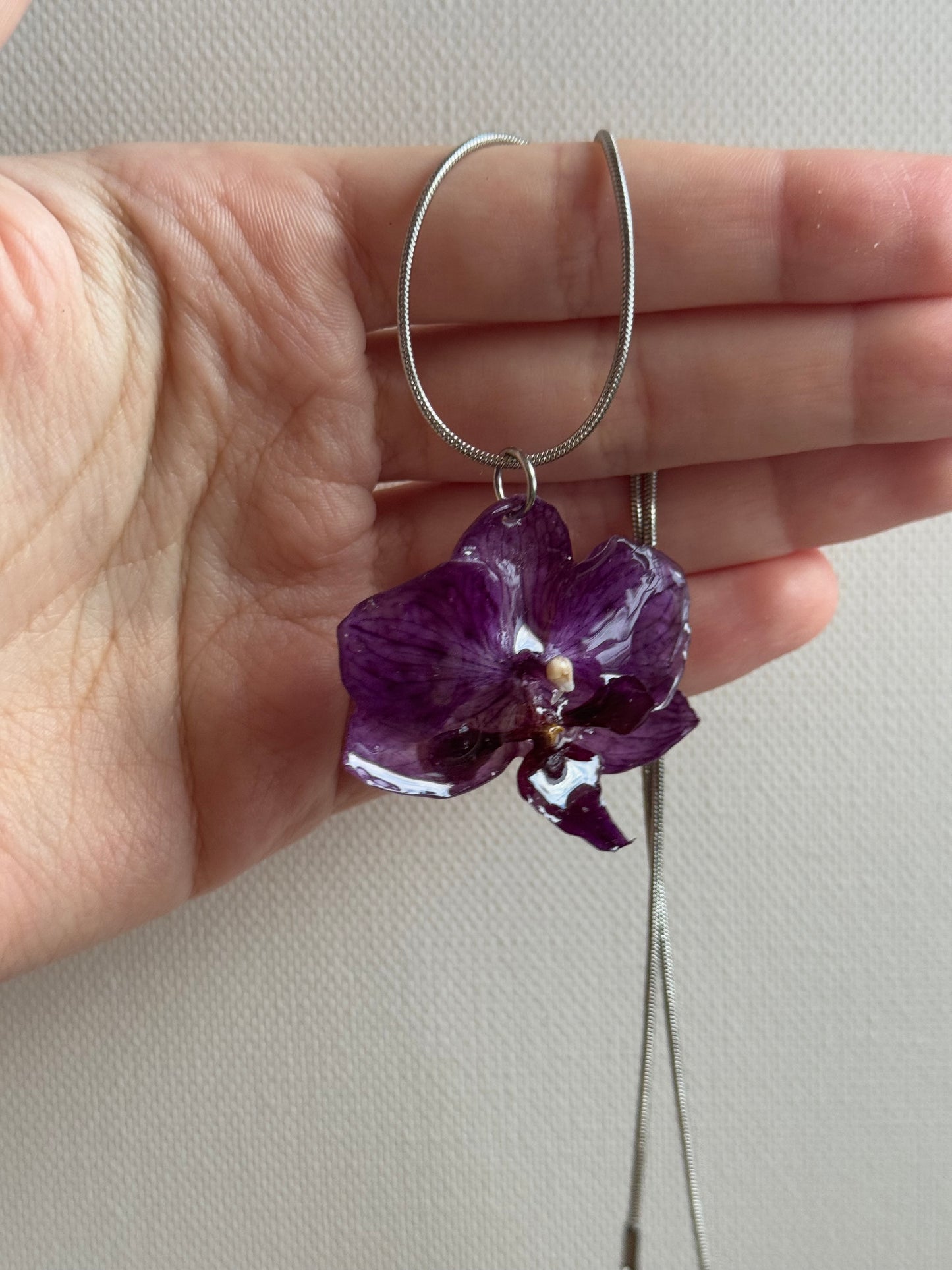 Purple orchid necklace