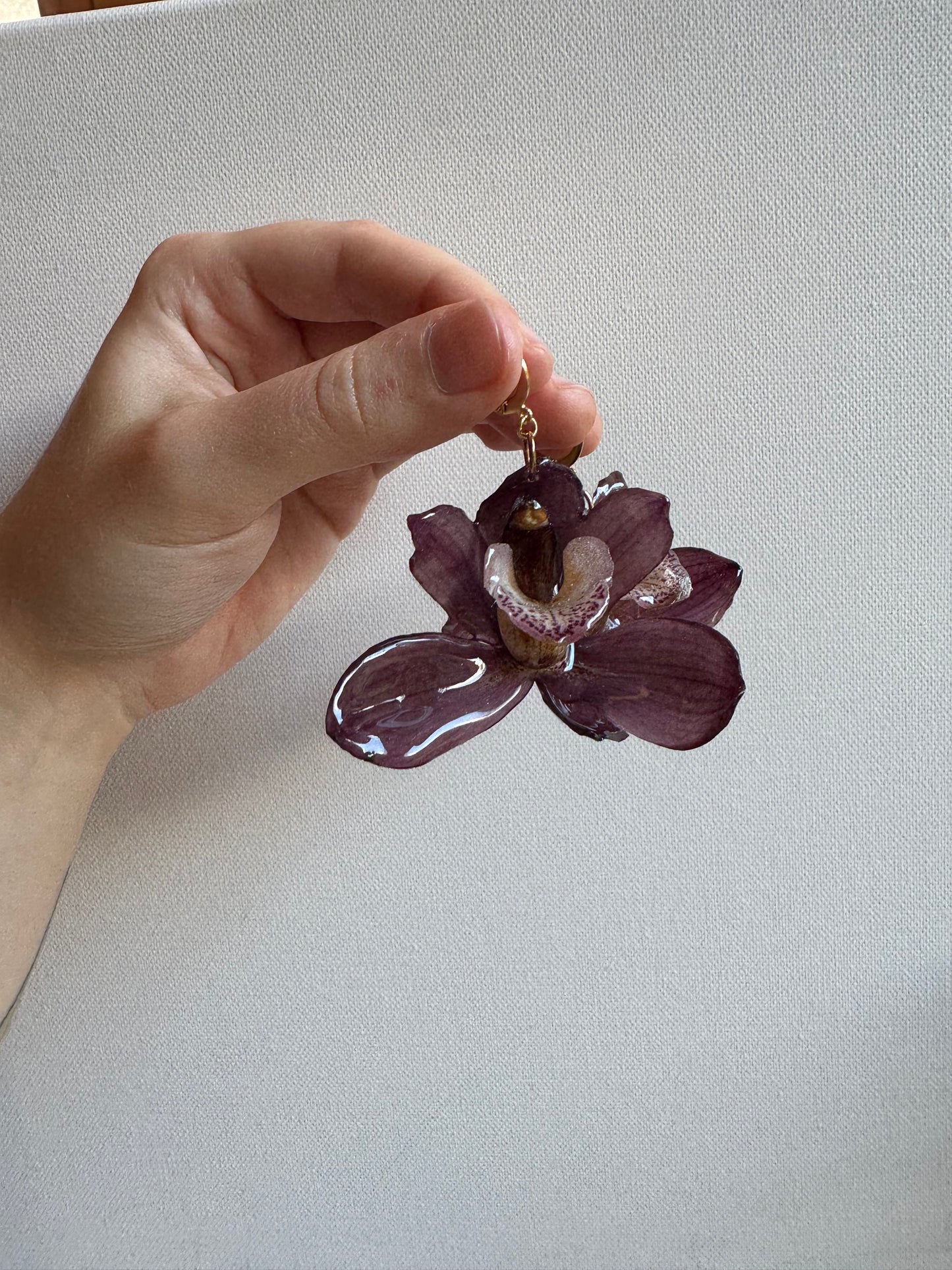 Cymbidium orchid earrings