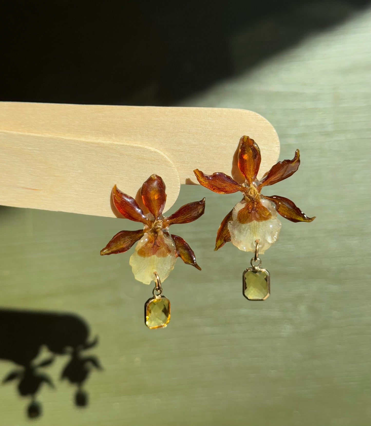 Mini real orchid stud earrings