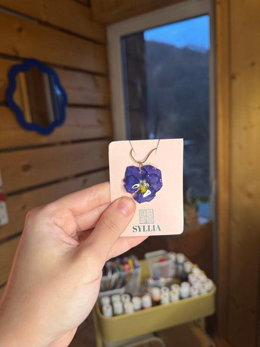 Real viola necklace Violet flower jewelry Cottagecore fashion