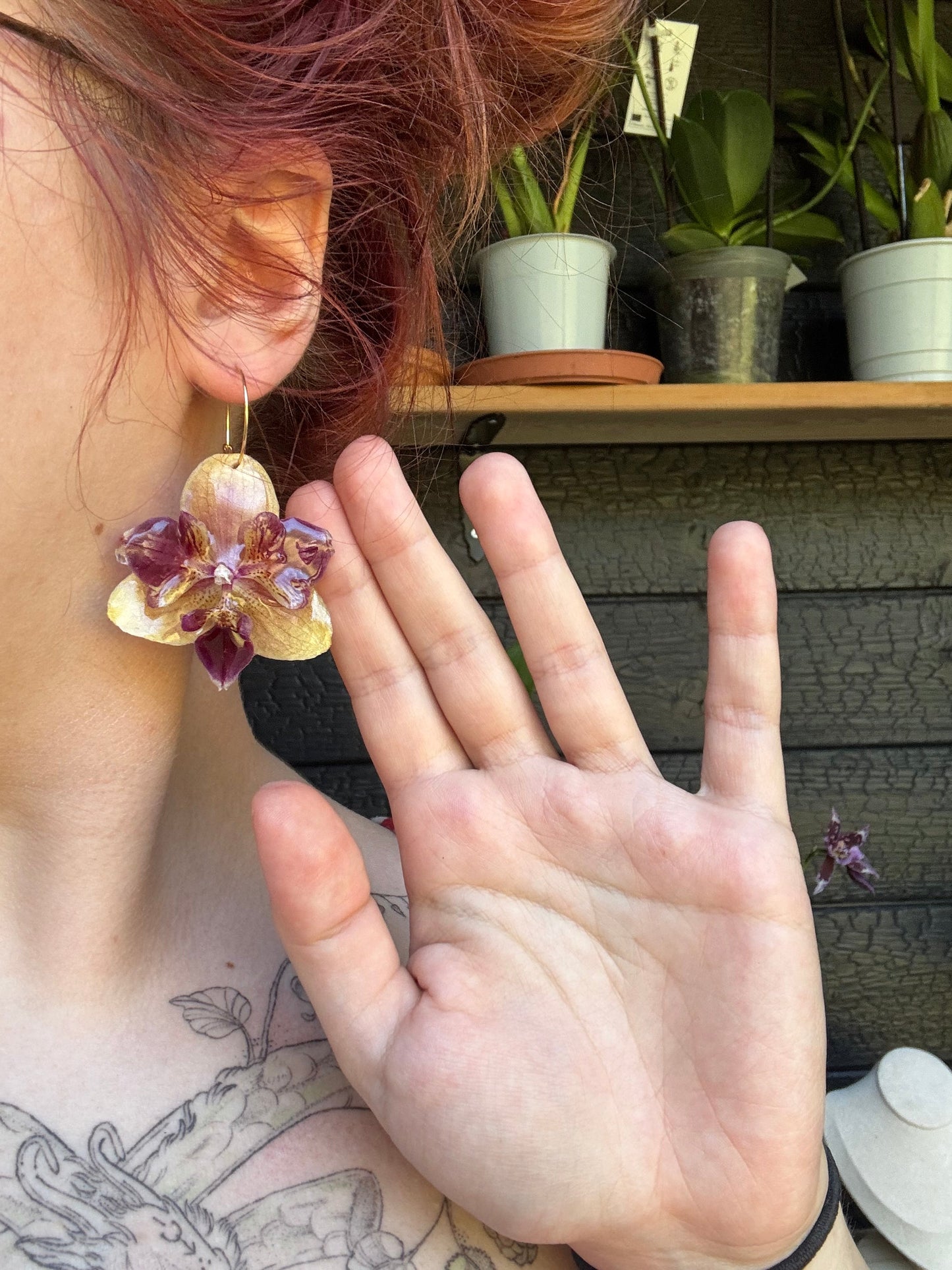 Rare Peloric orchid hoops SYLLIA