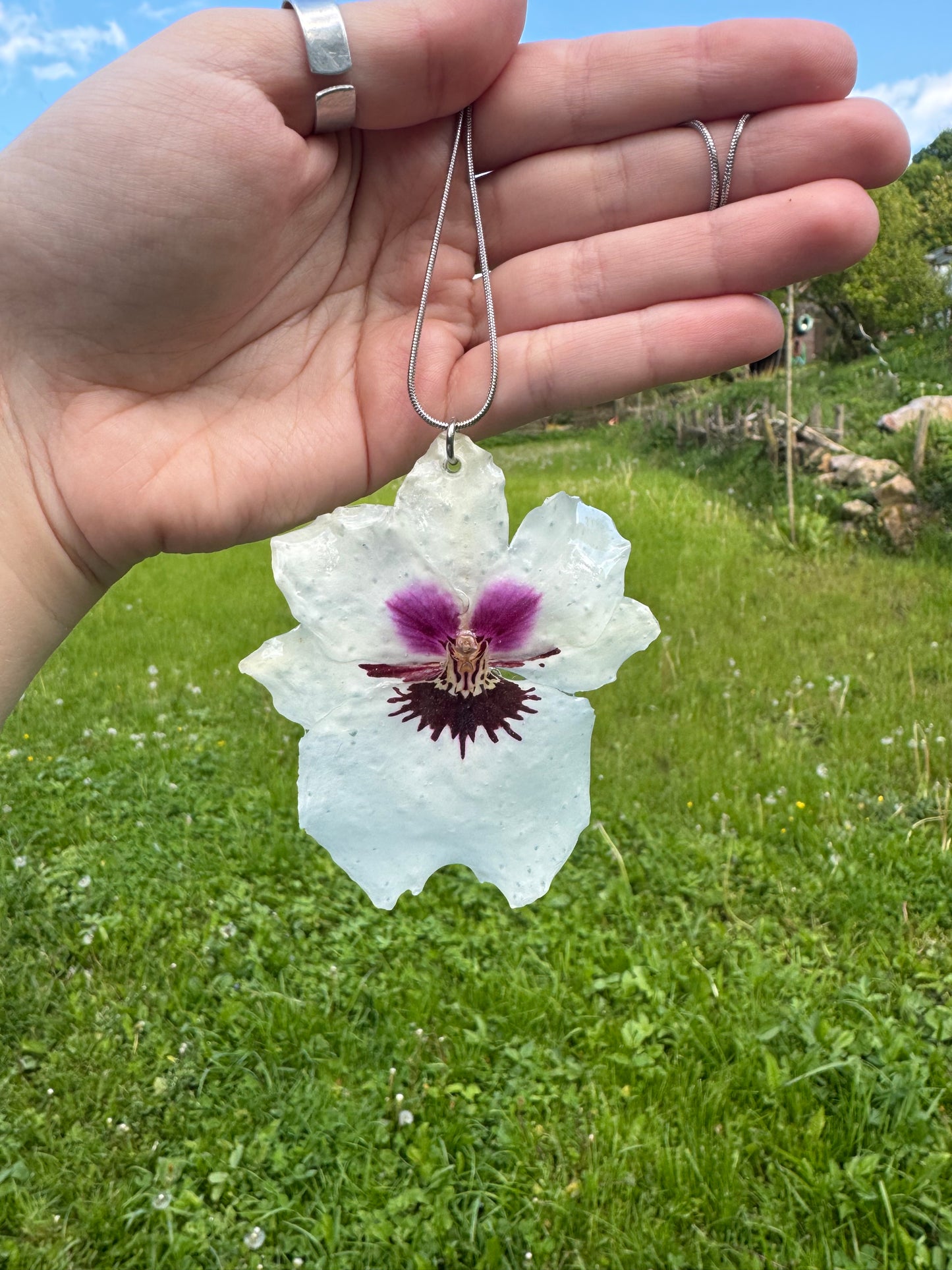 White orchid necklace