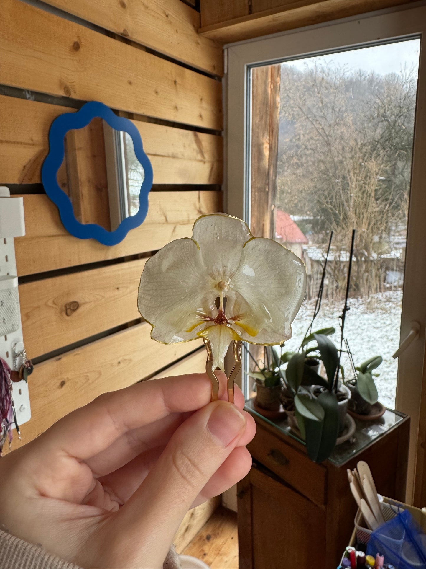 Real orchid hair comb Bridal jewelry SYLLIA