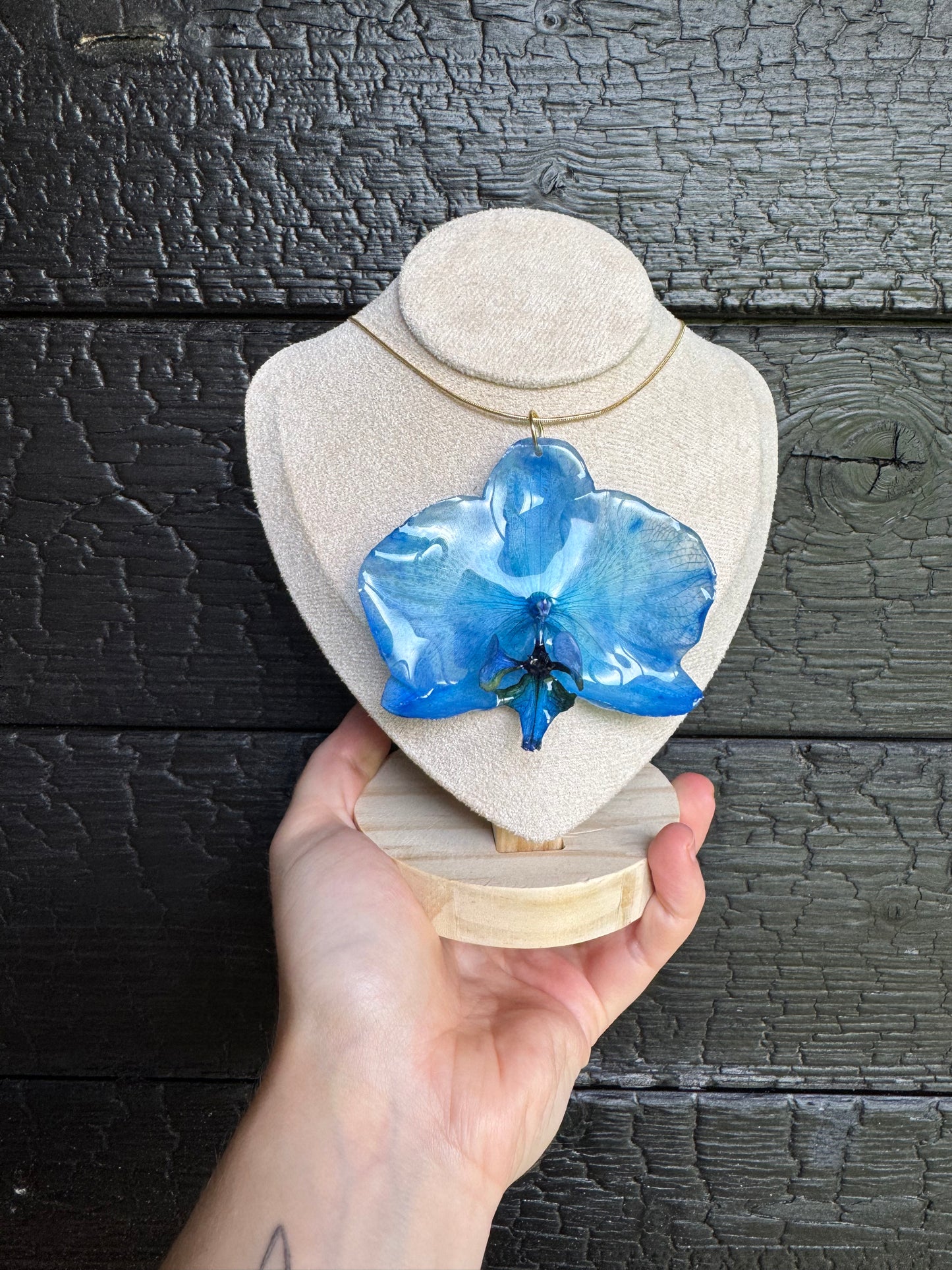 Blue orchid necklace