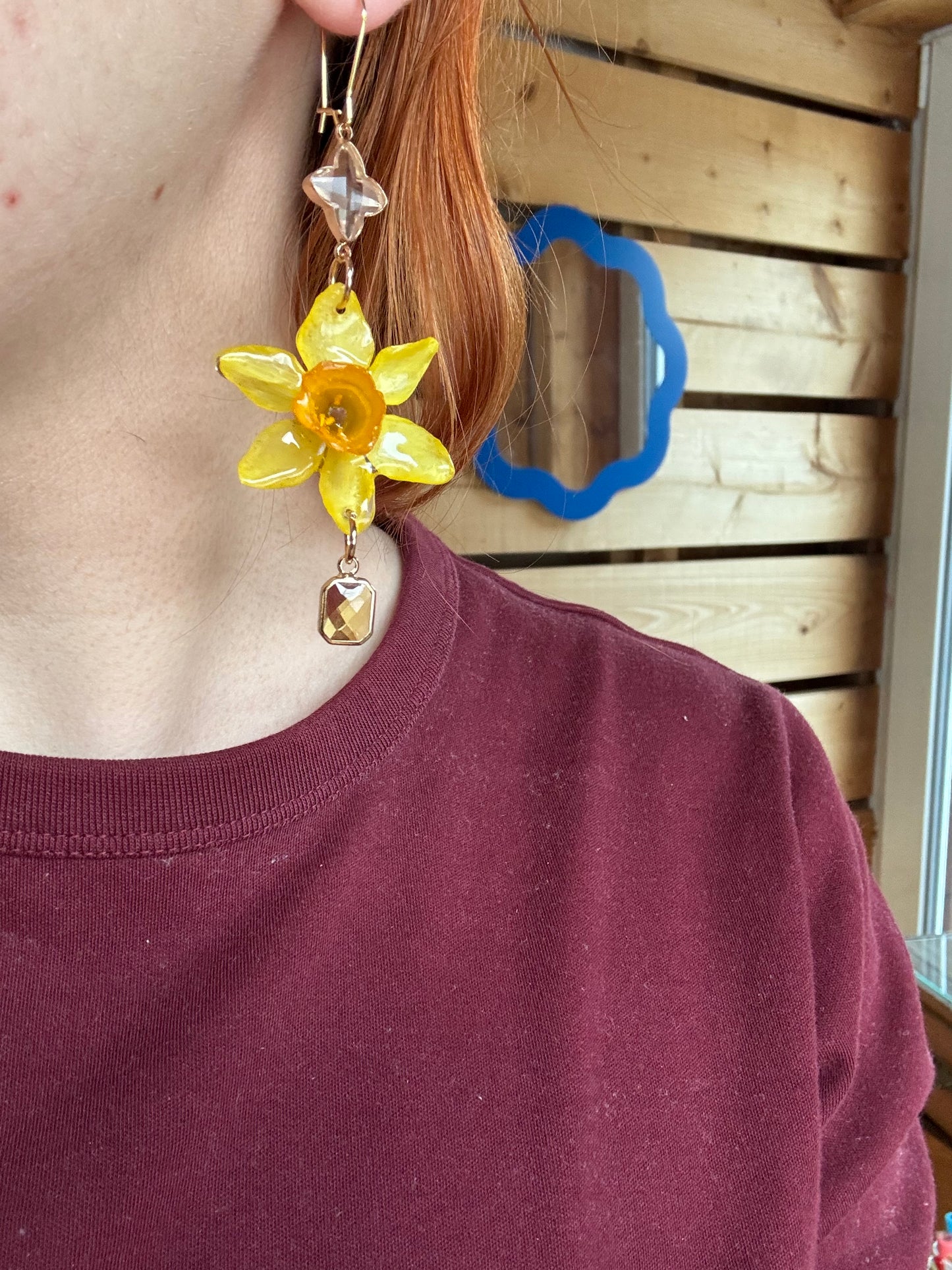 Real daffodils earrings