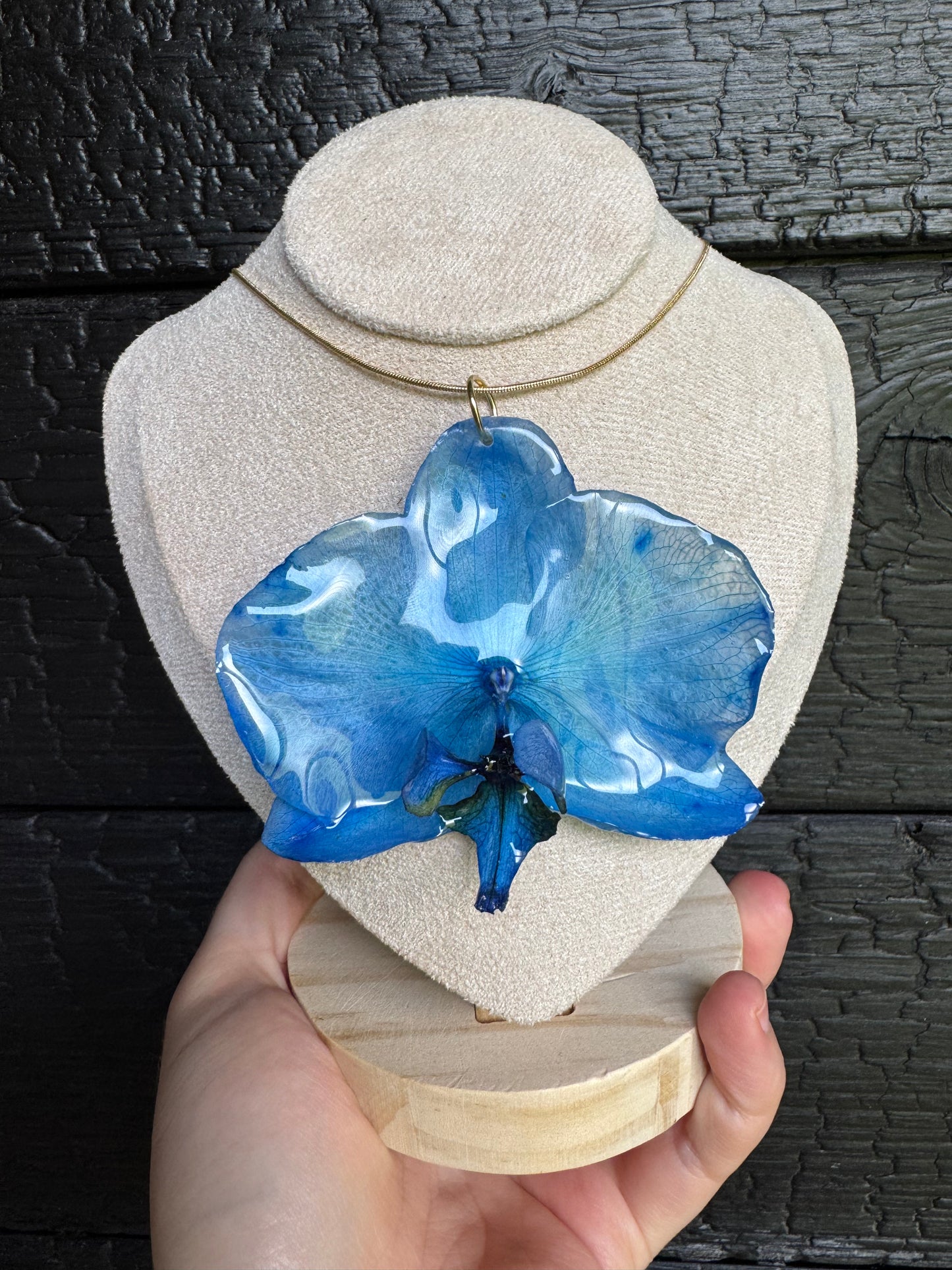 Blue orchid necklace