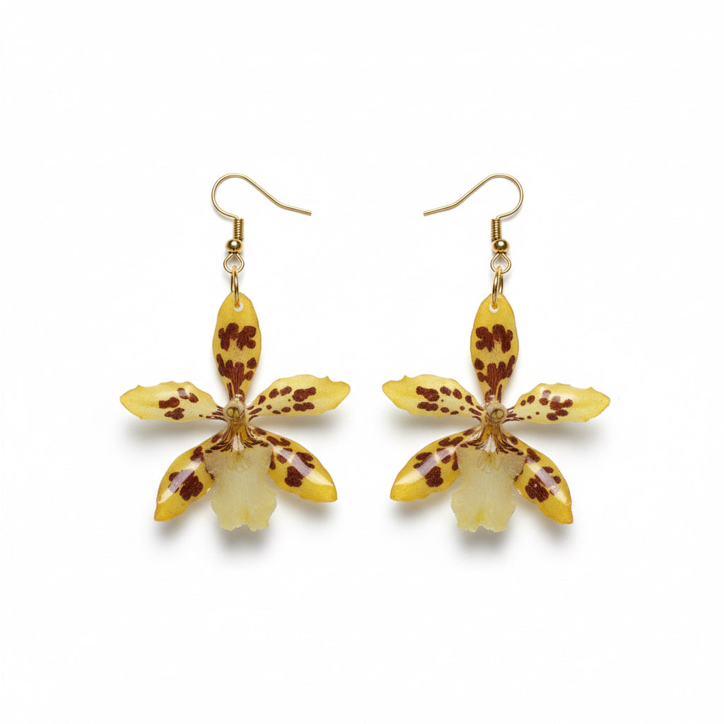 Yellow orchid huggie earrings SYLLIA