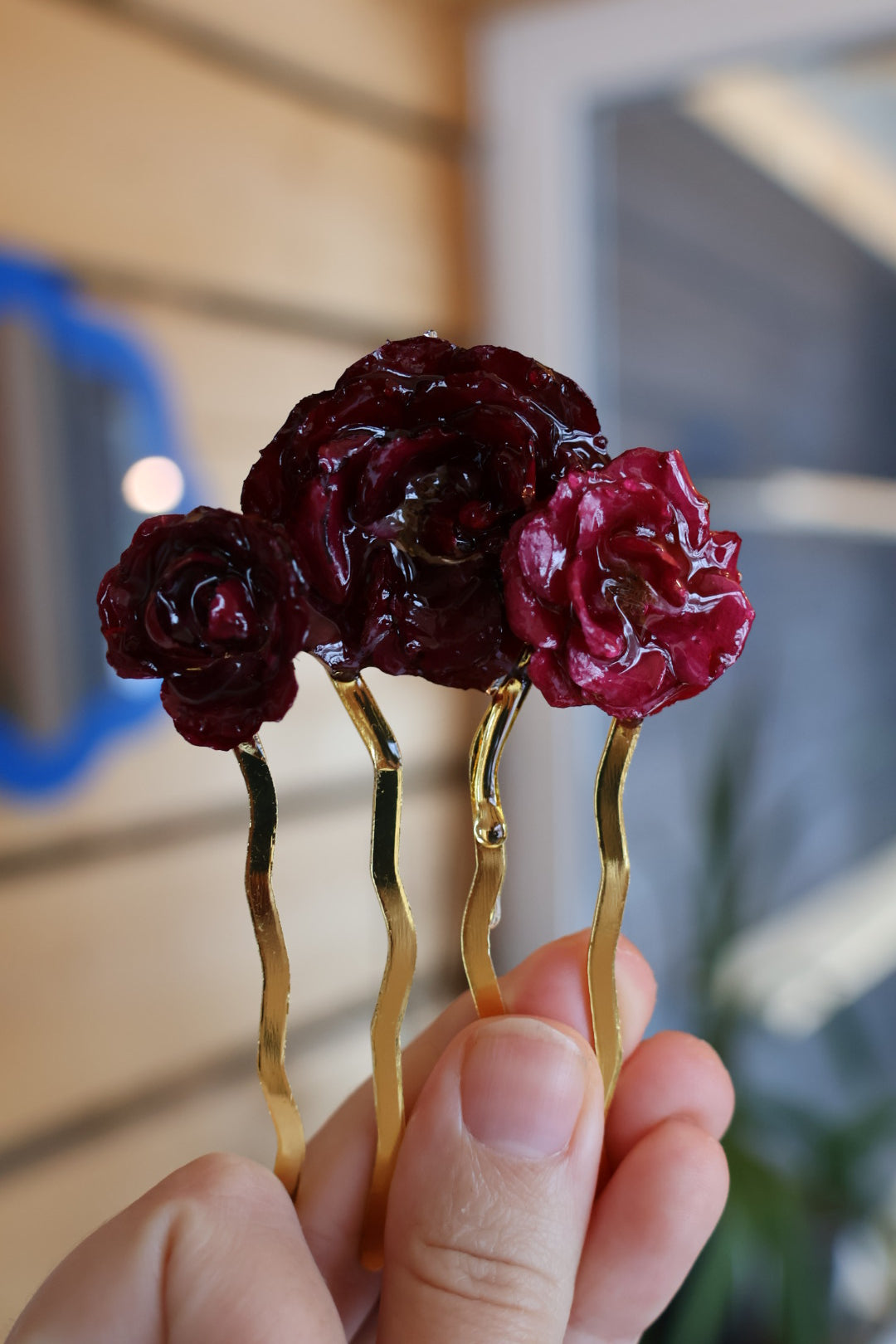 Mixed rose haircomb SYLLIA