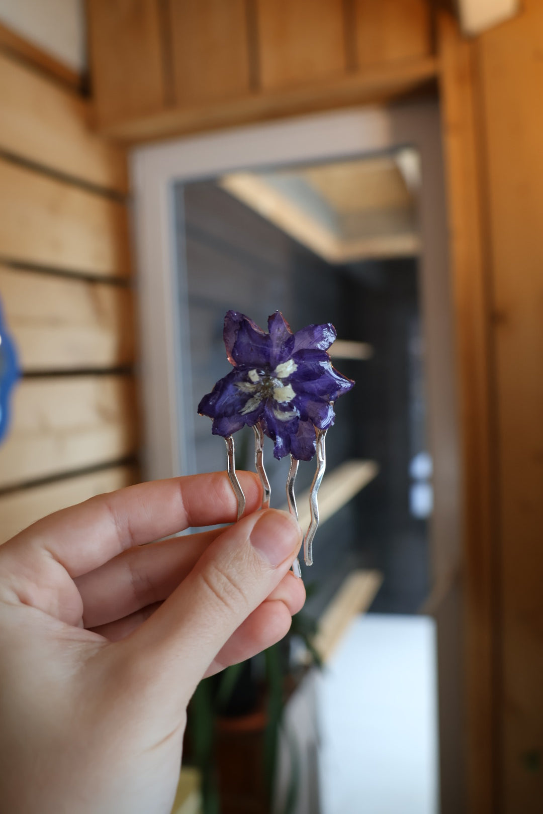 Blue delphinium haircomb SYLLIA