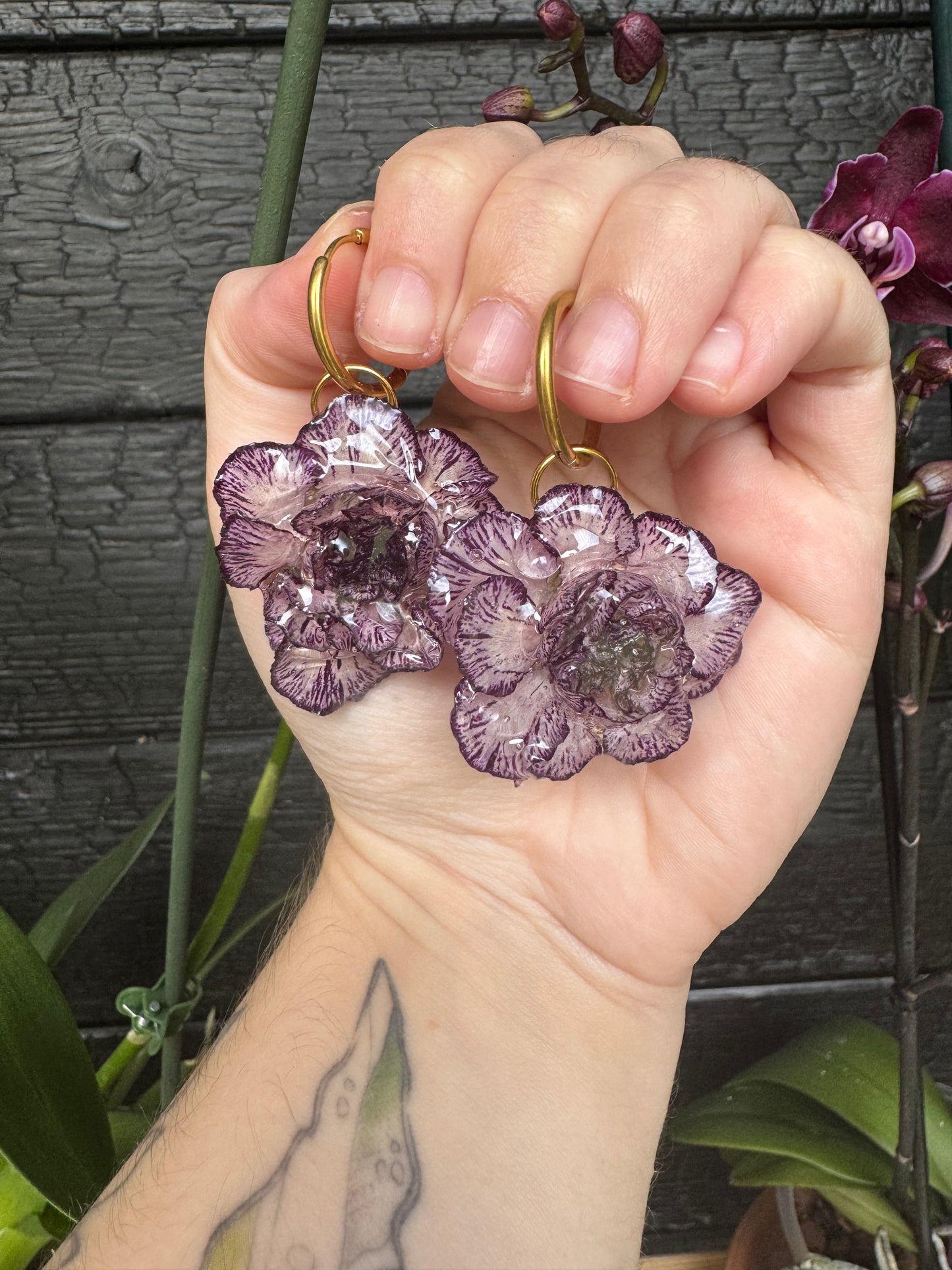 Real Gerbera Daisy Resin Stud Earrings SYLLIA