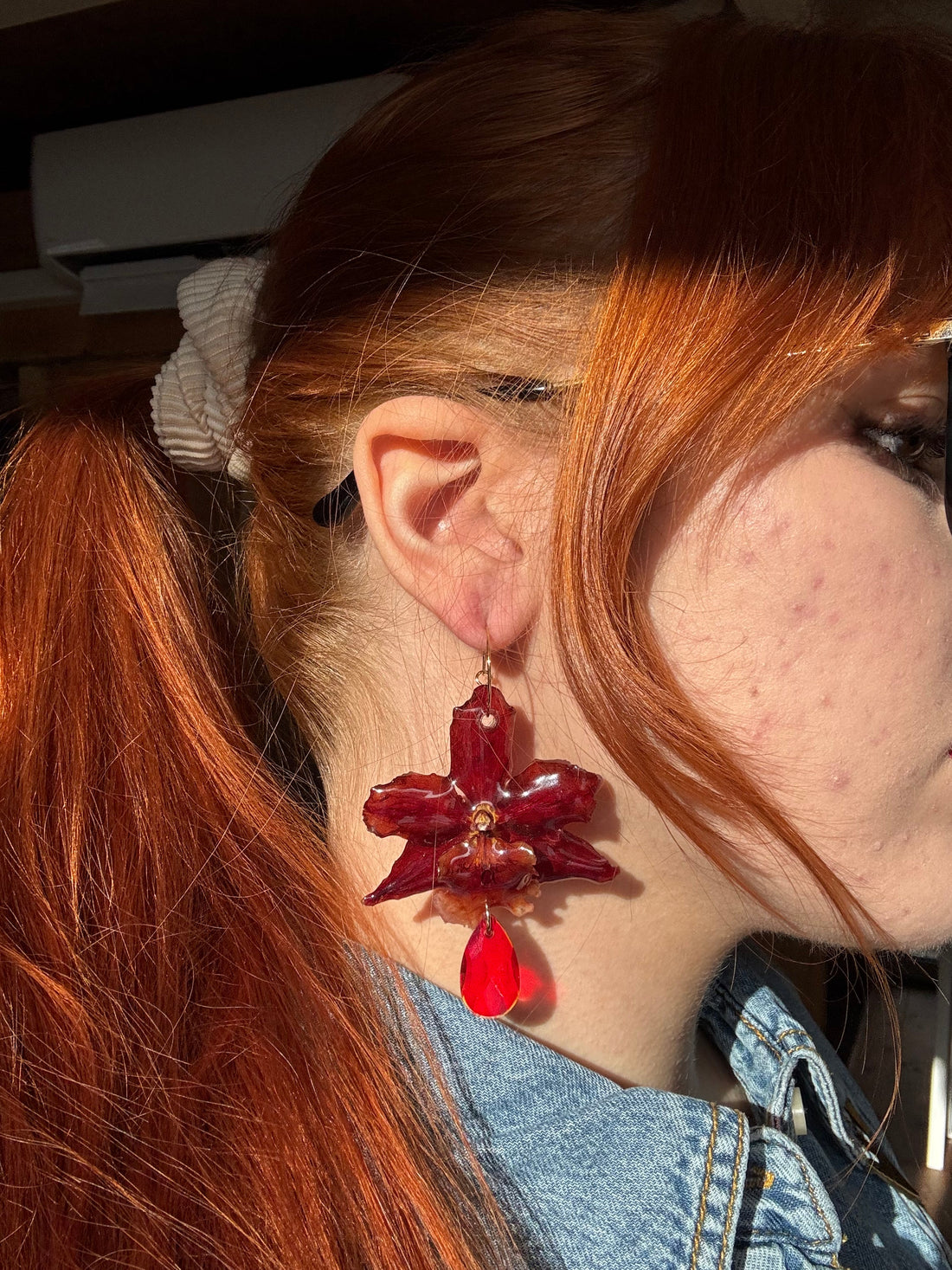 How I make real red orchid earrings