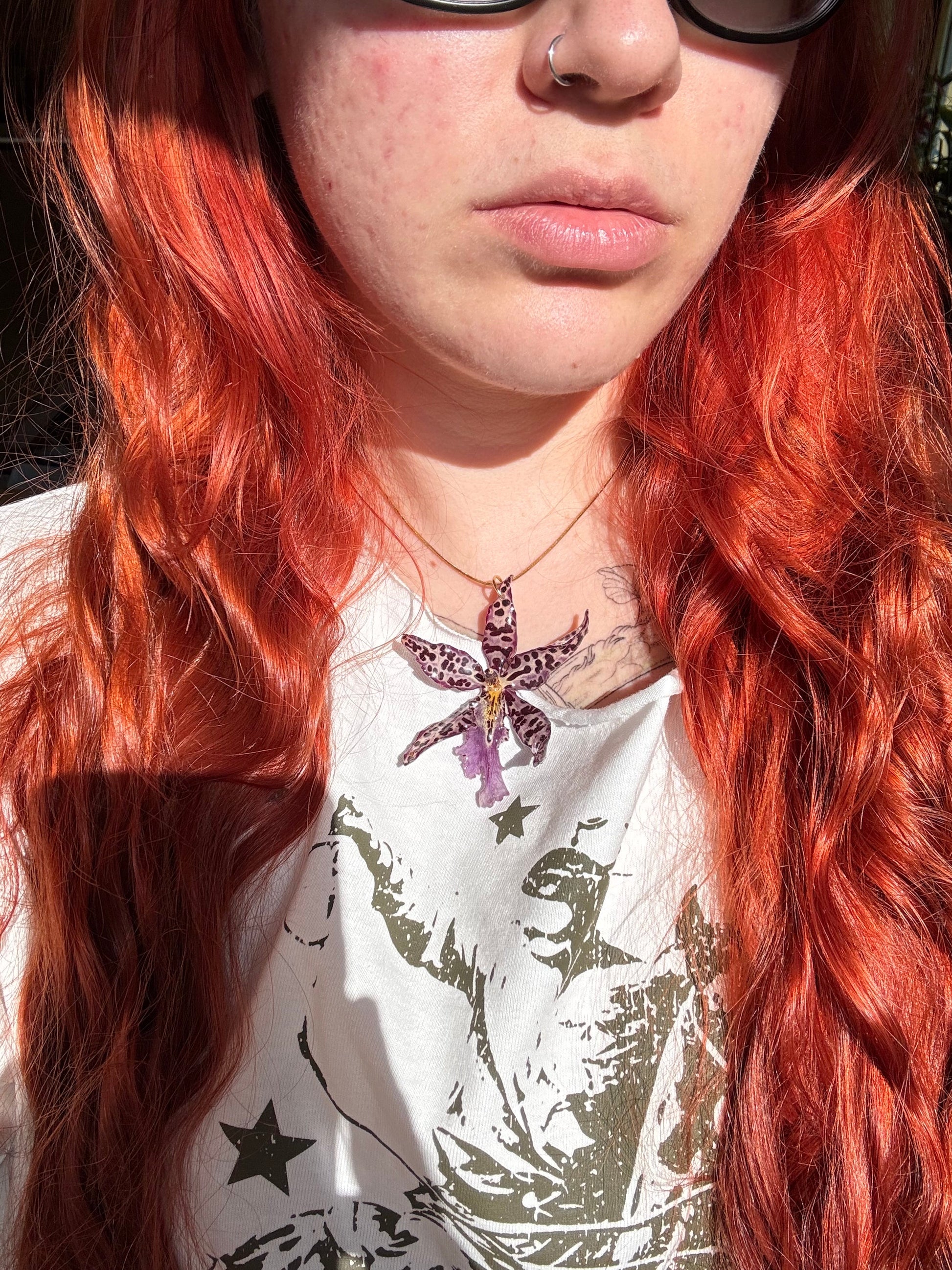 Purple dotted orchid necklace SYLLIA