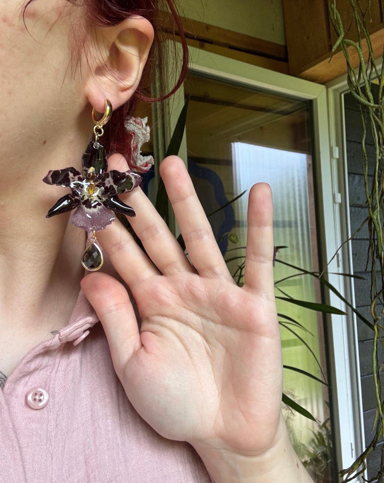Black orchid earrings SYLLIA