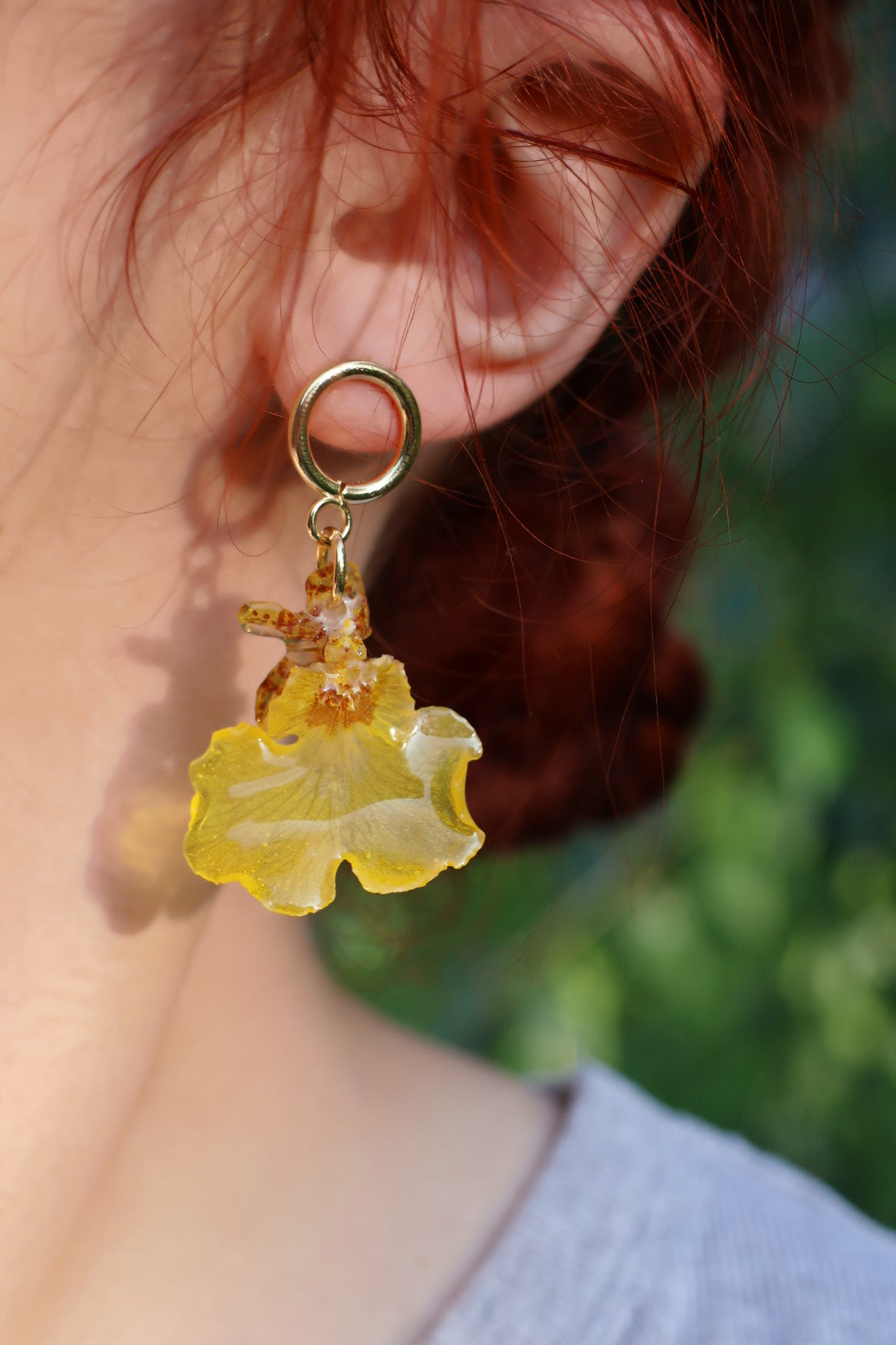 Yellow orchid earrings