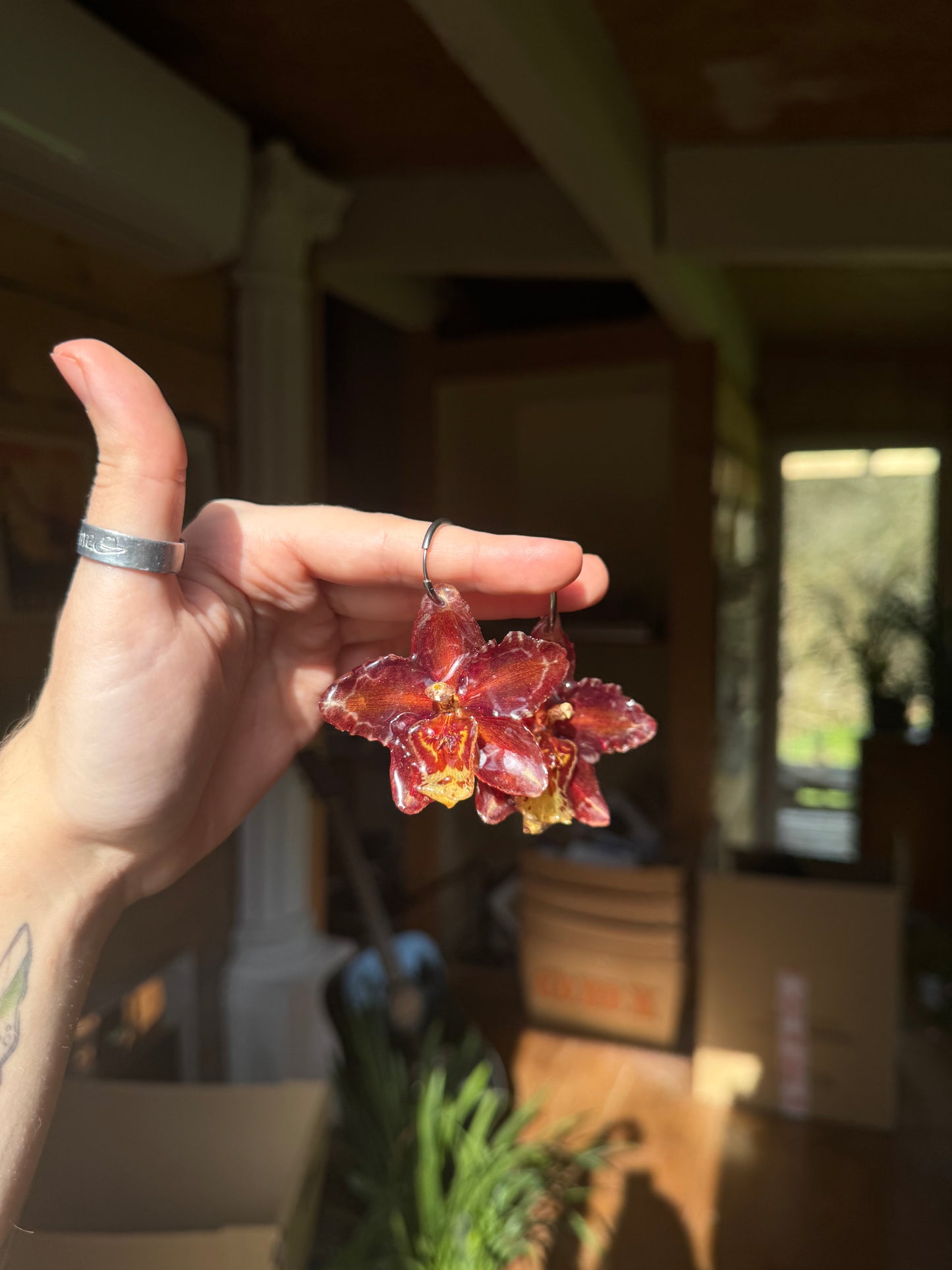 Red orchid hoops