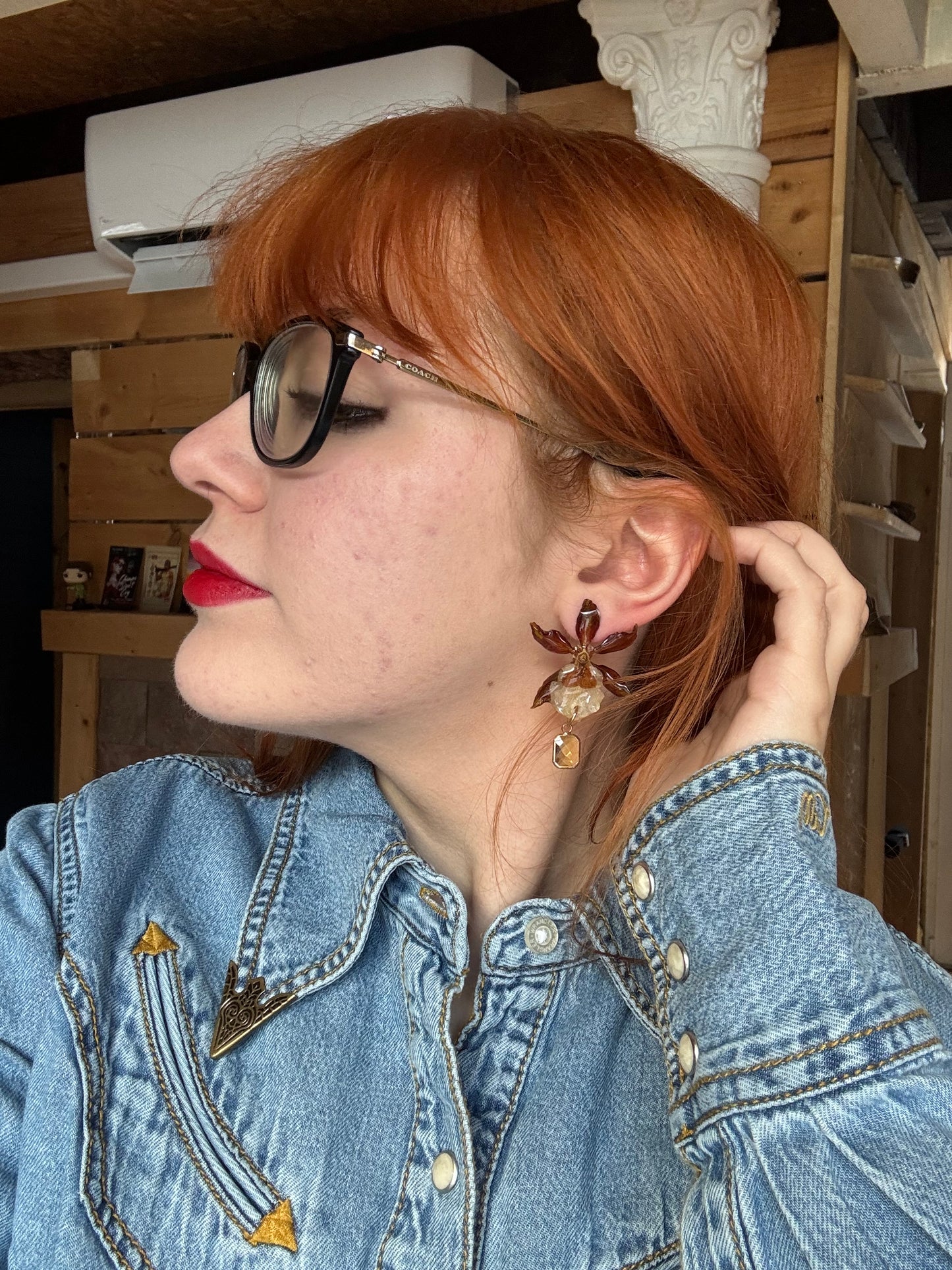 Mini real orchid stud earrings