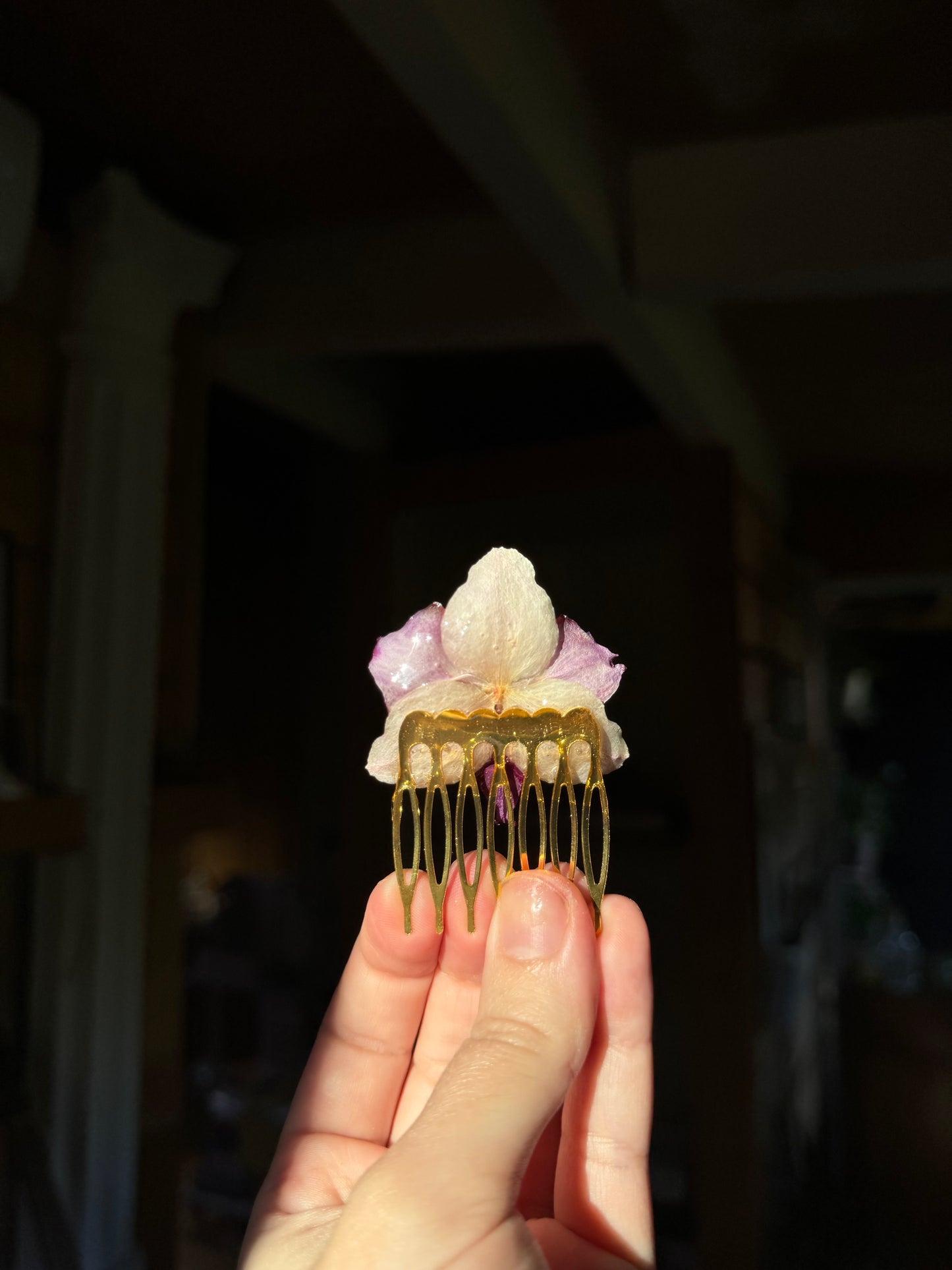 Pink orchid hairpin SYLLIA