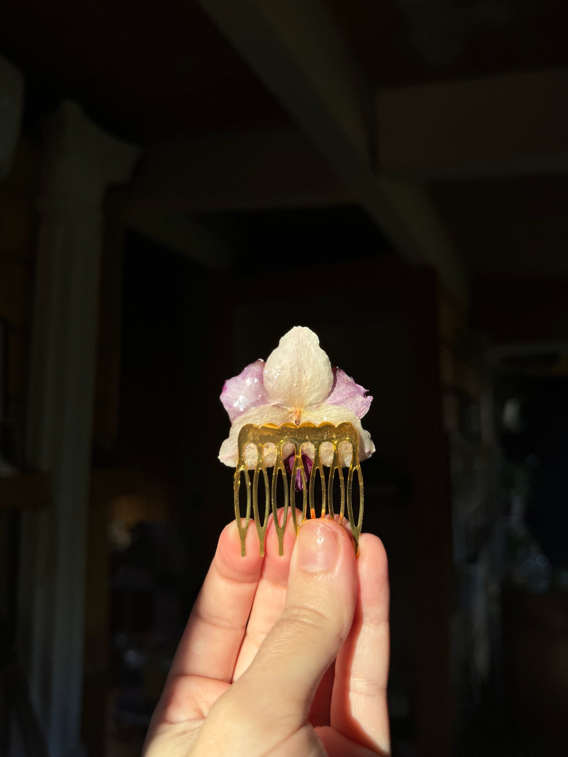 Pink orchid hairpin SYLLIA