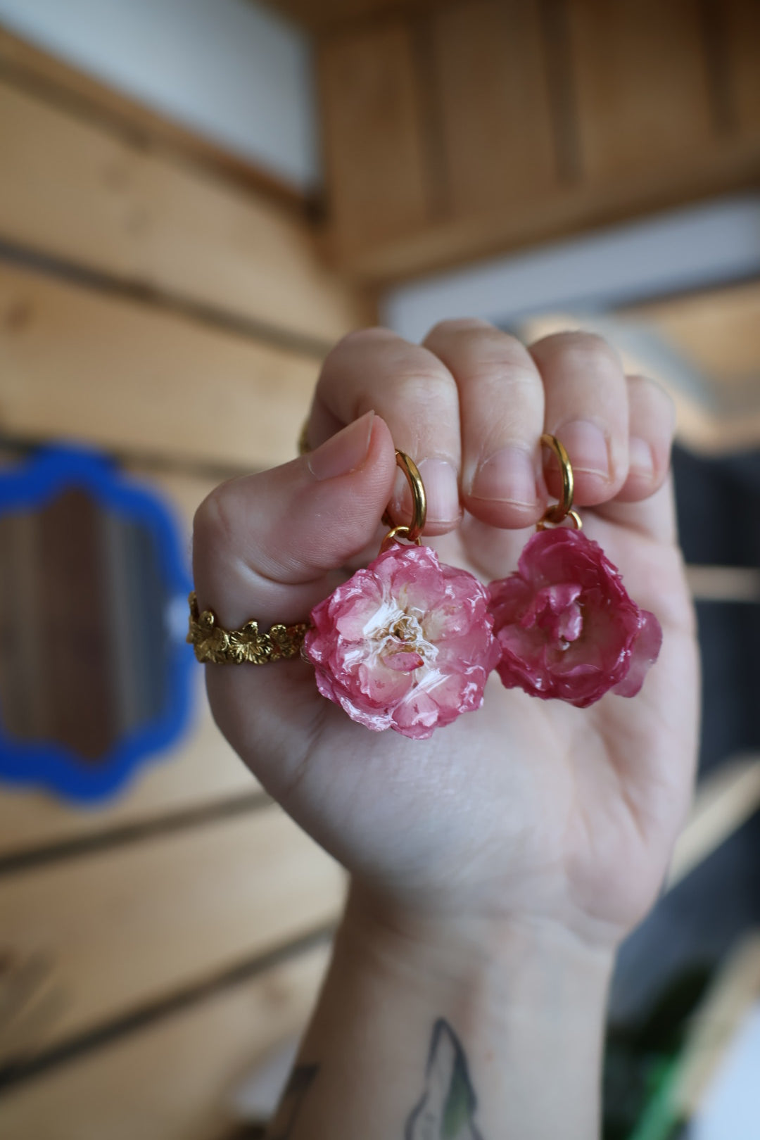 Pink rose hoops SYLLIA