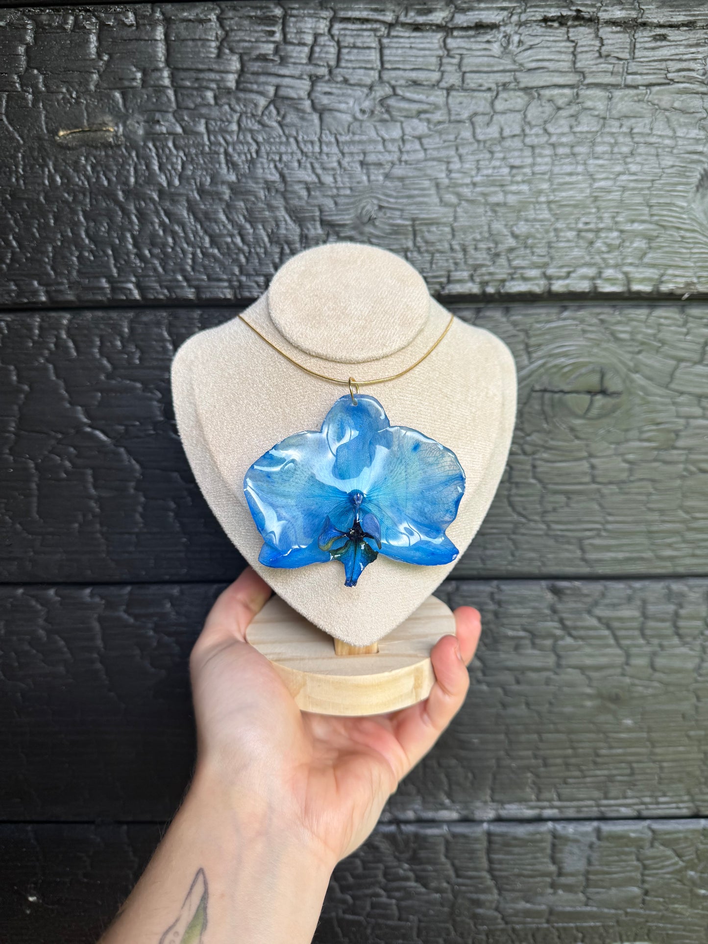 Blue orchid necklace