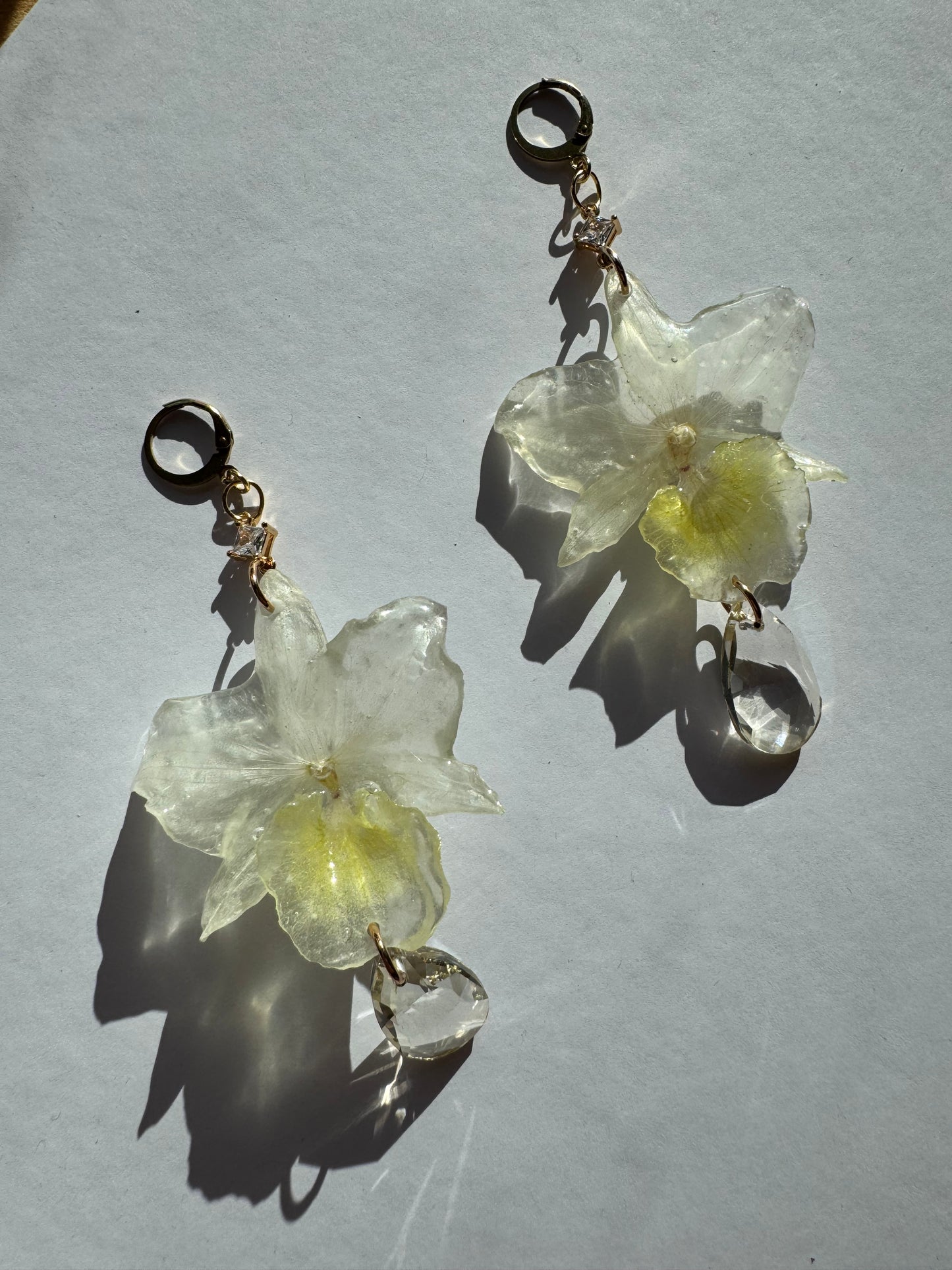 White bridal orchid earrings