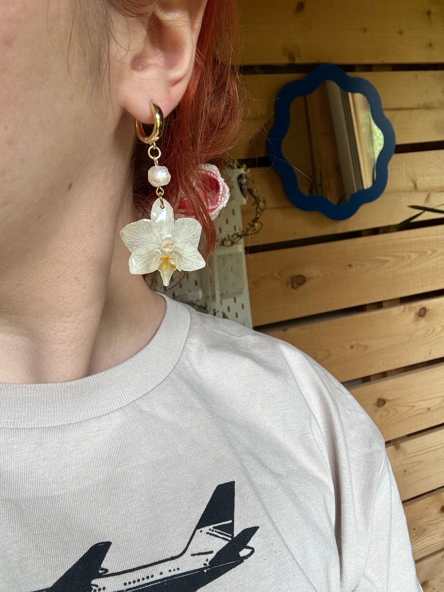 White orchid earrings