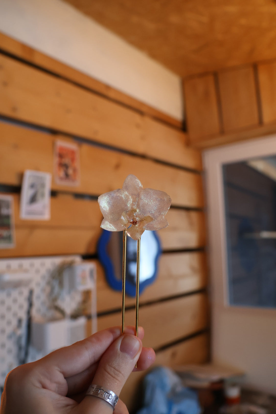 White orchid hairpin SYLLIA
