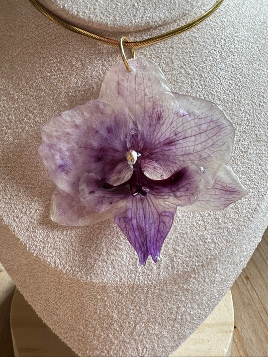 Purple orchid necklace