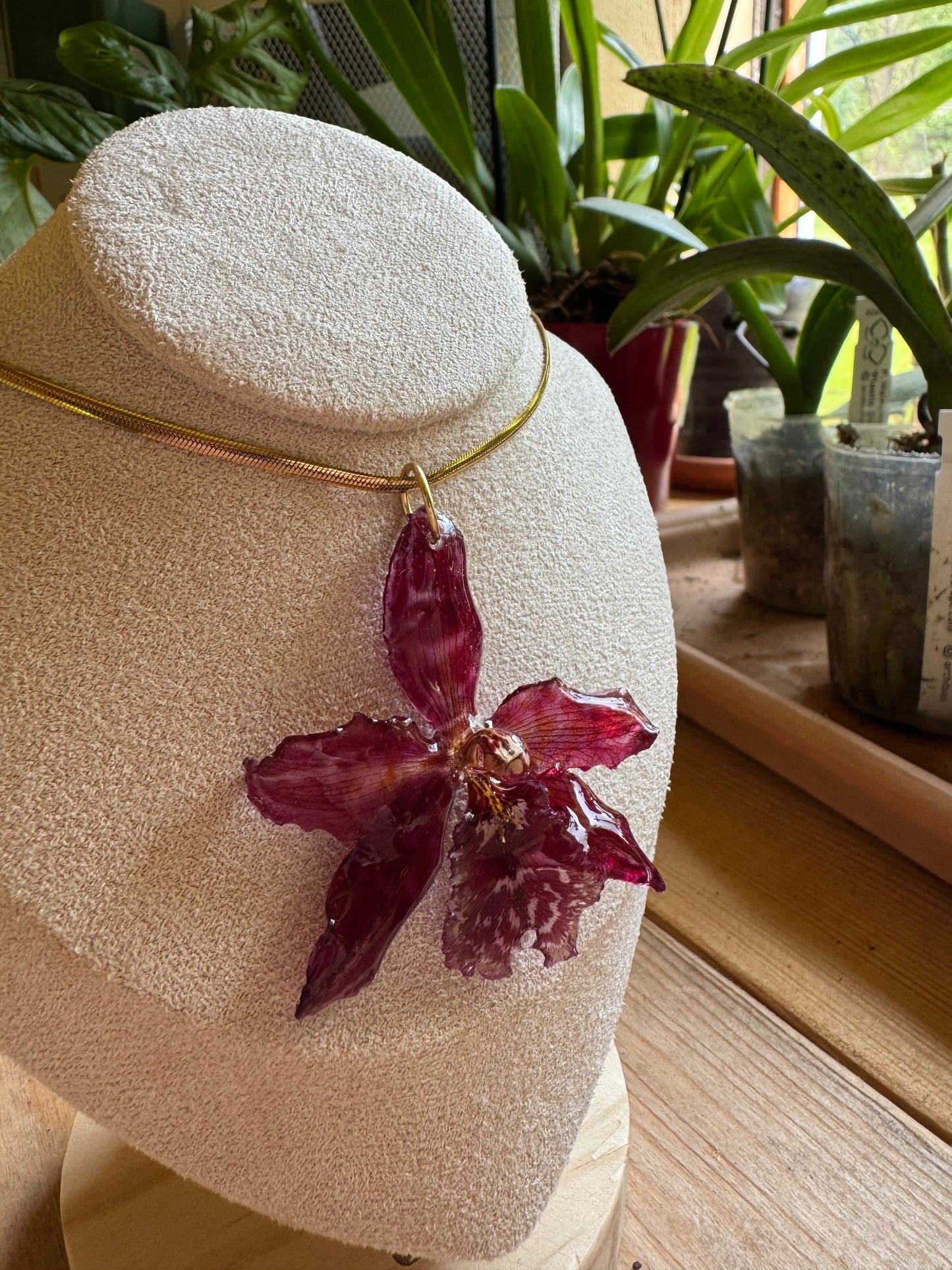 Hybrid orchid necklace