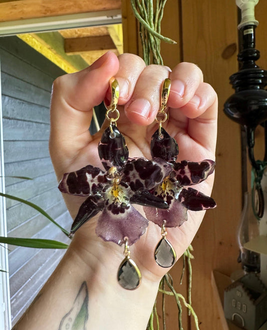 Black orchid earrings SYLLIA