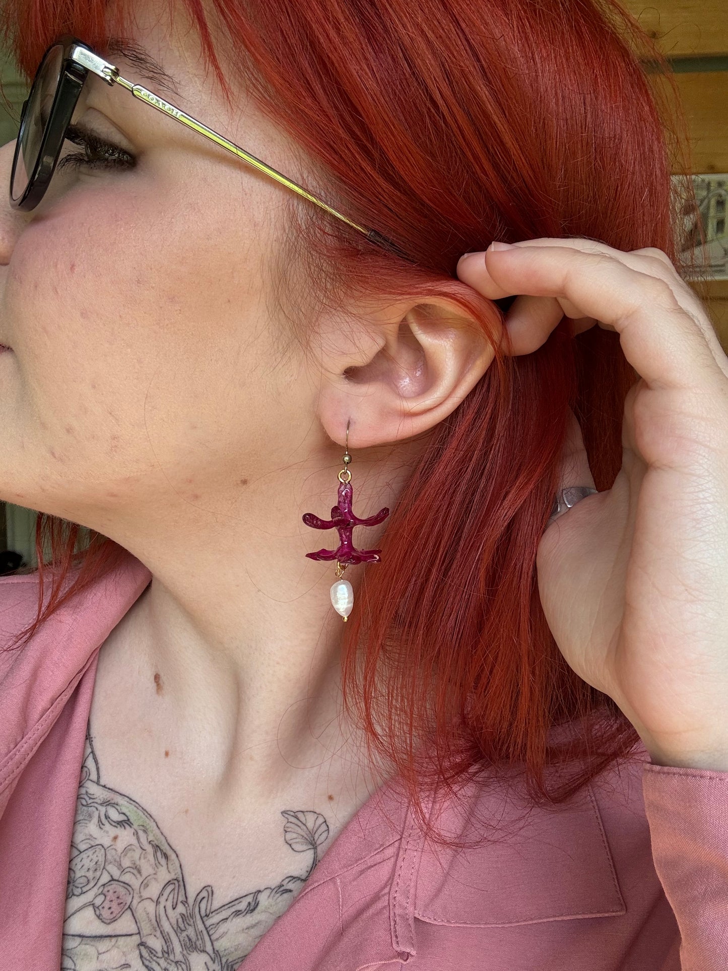 Pink hyacinth earrings