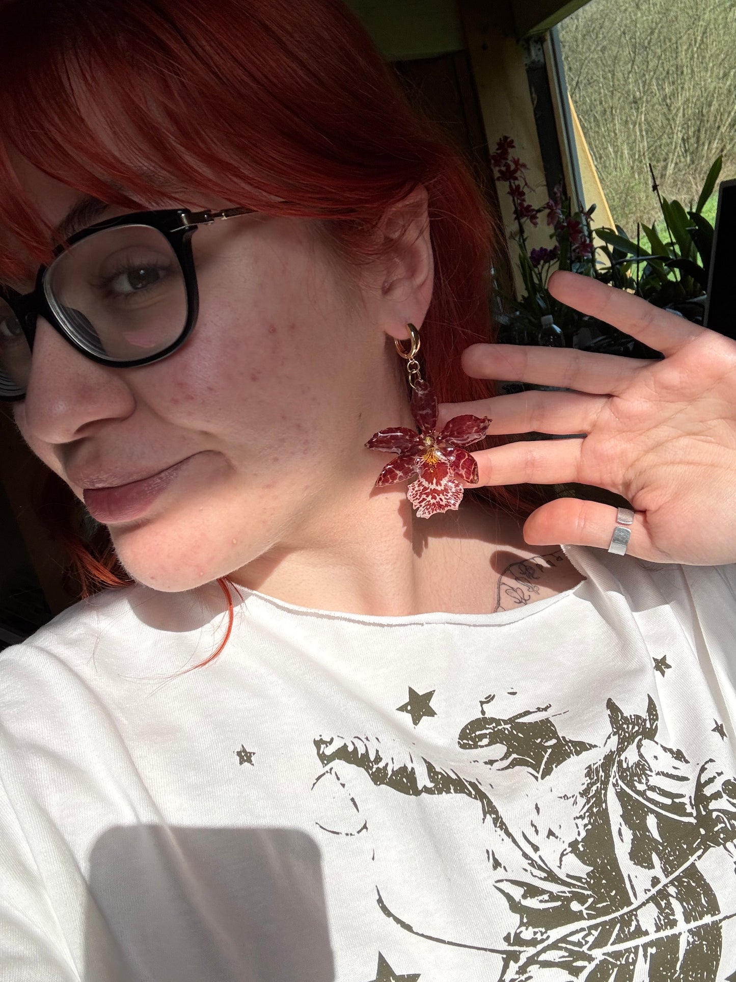 Red tiger orchid earrings SYLLIA