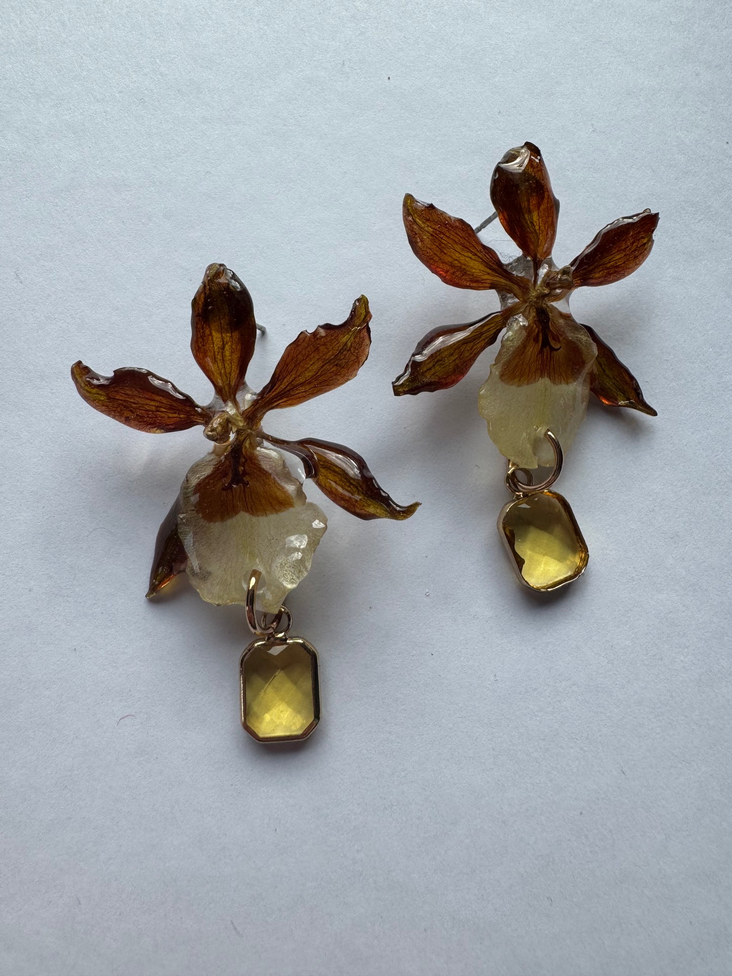 Mini real orchid stud earrings