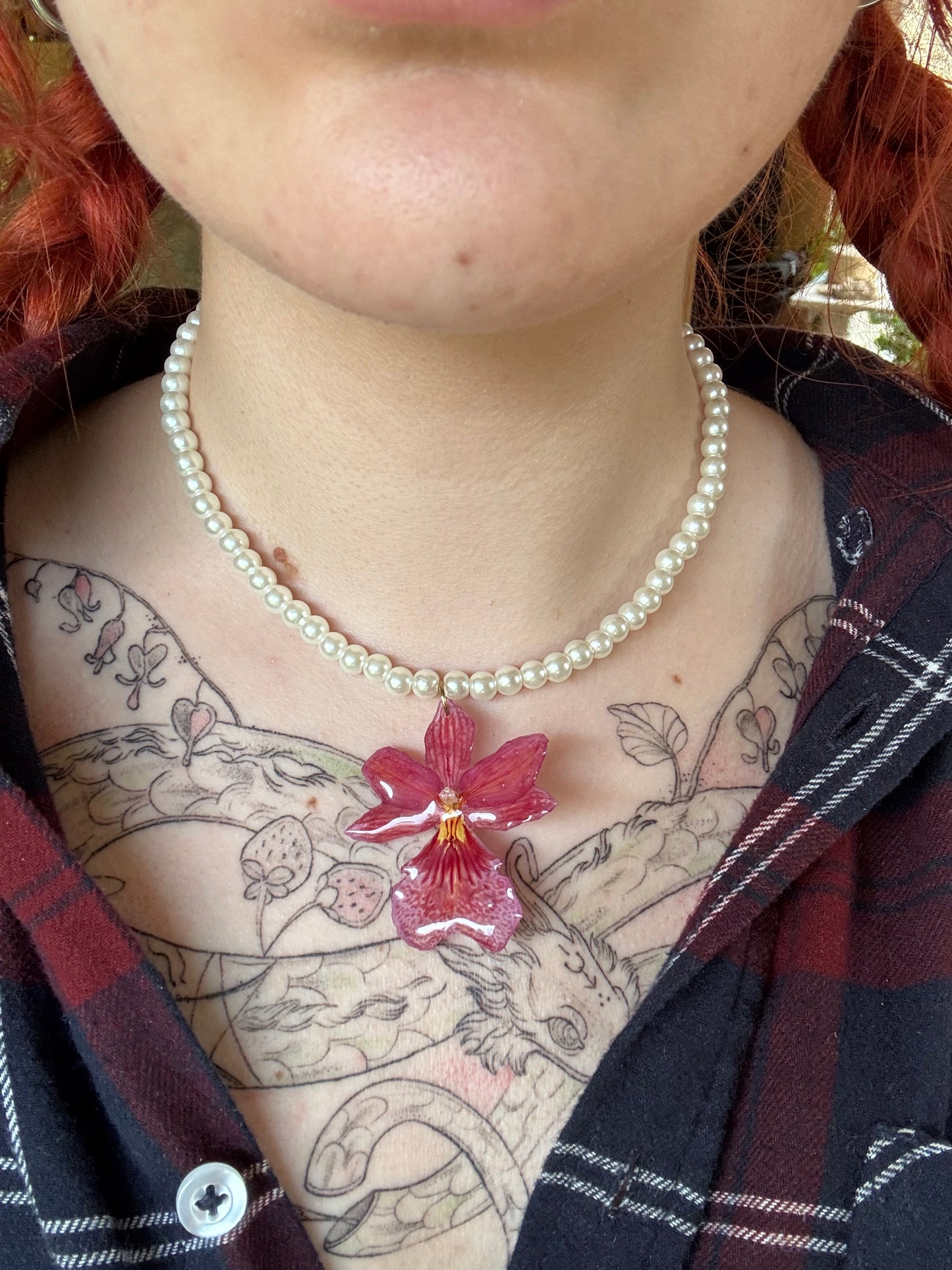 Cambria orchid pearl necklace