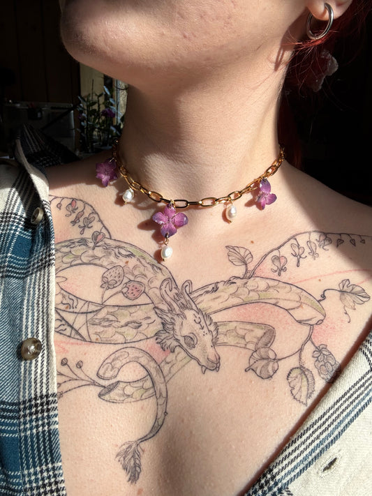 Pink hydrangea choker
