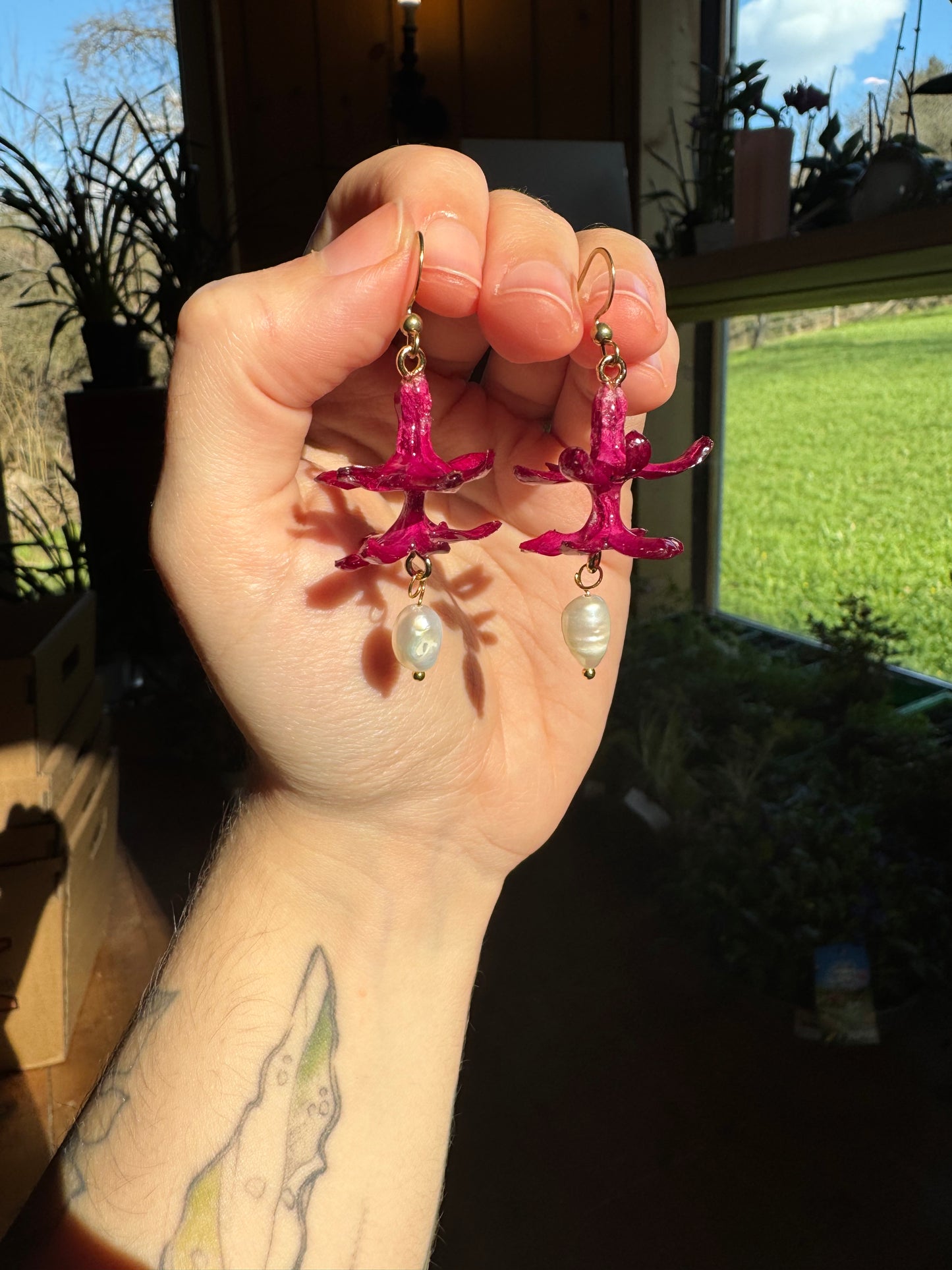 Pink hyacinth earrings