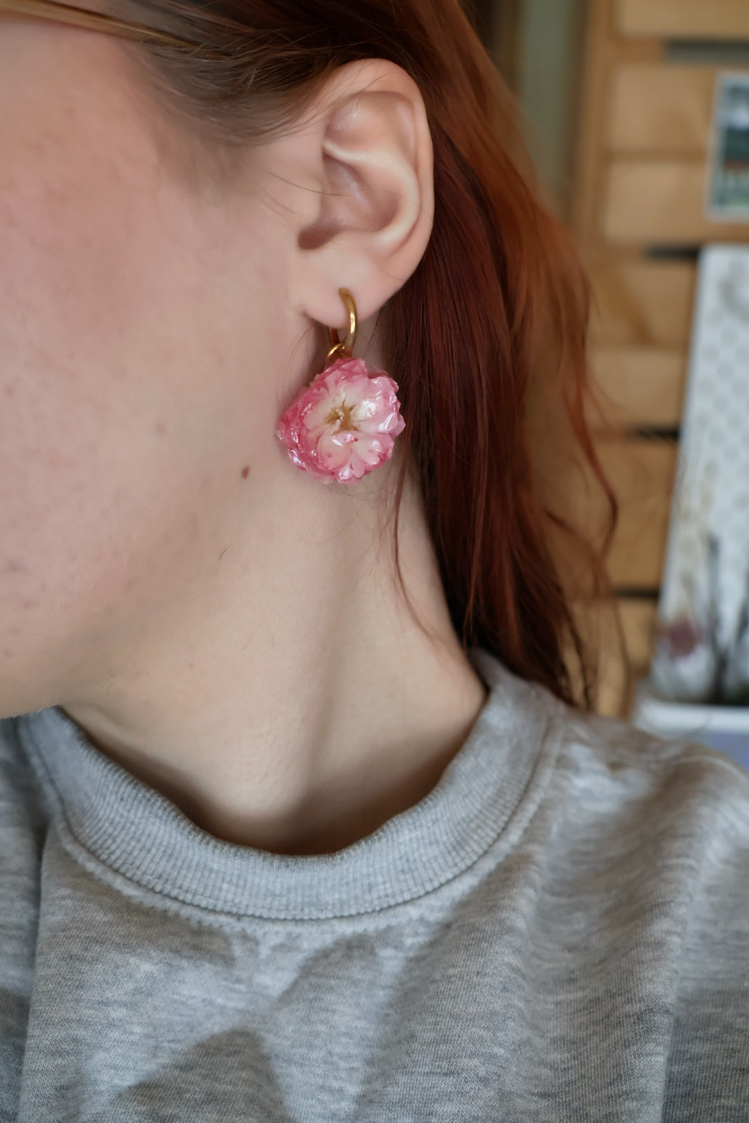 Pink rose hoops SYLLIA