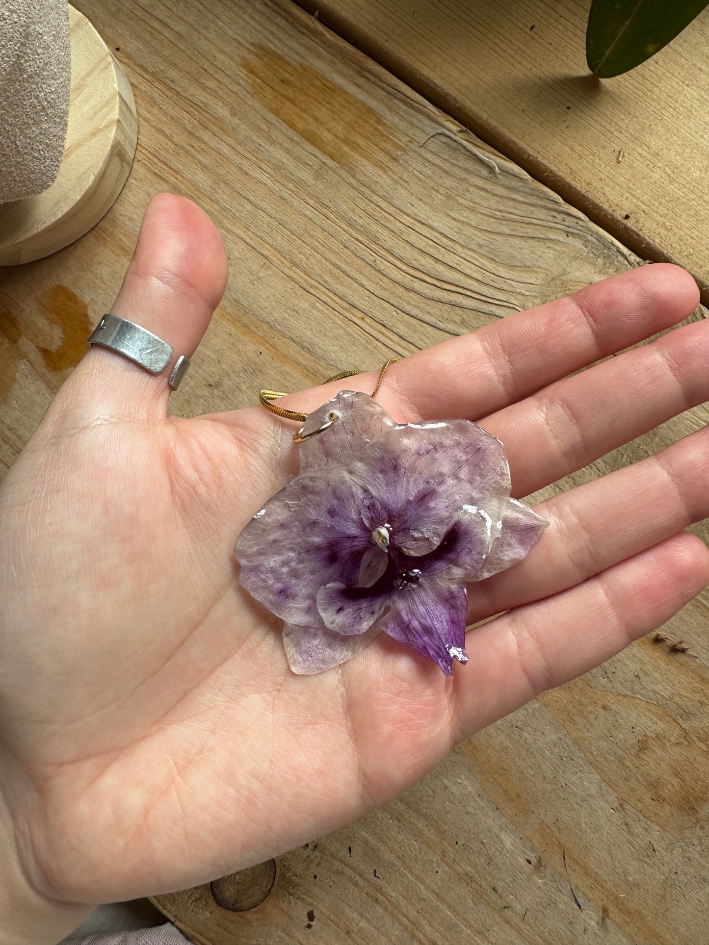 Purple orchid necklace