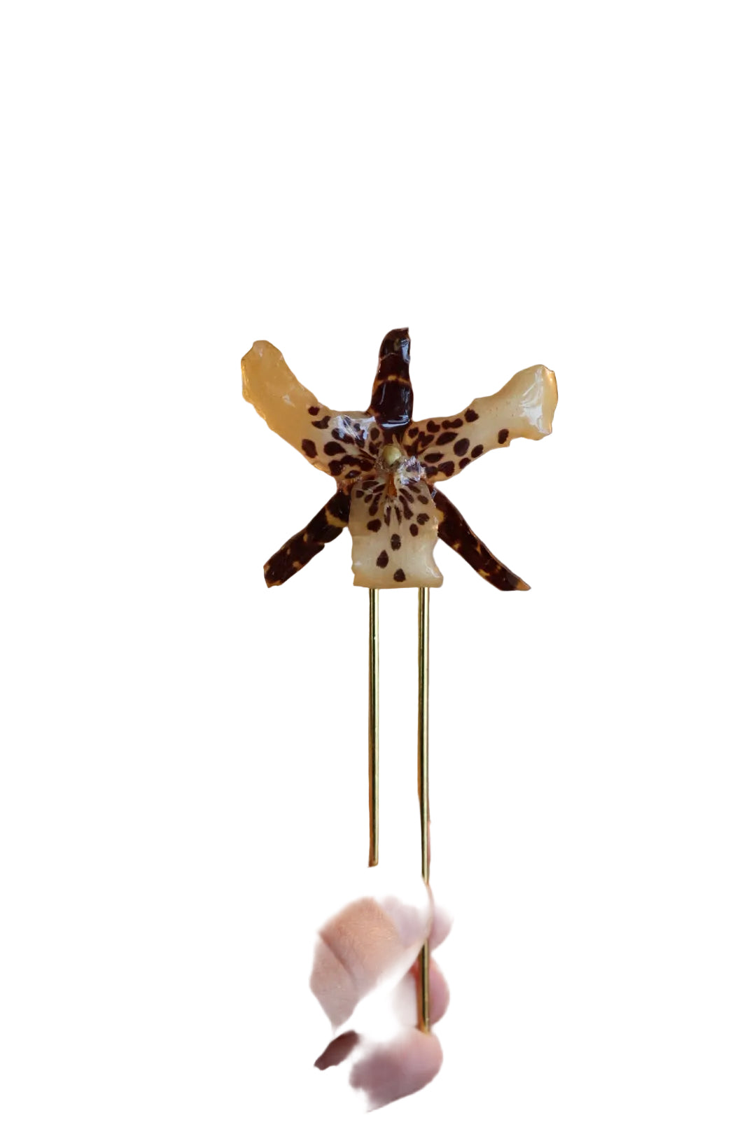 Black and yellow orchid hairpin SYLLIA
