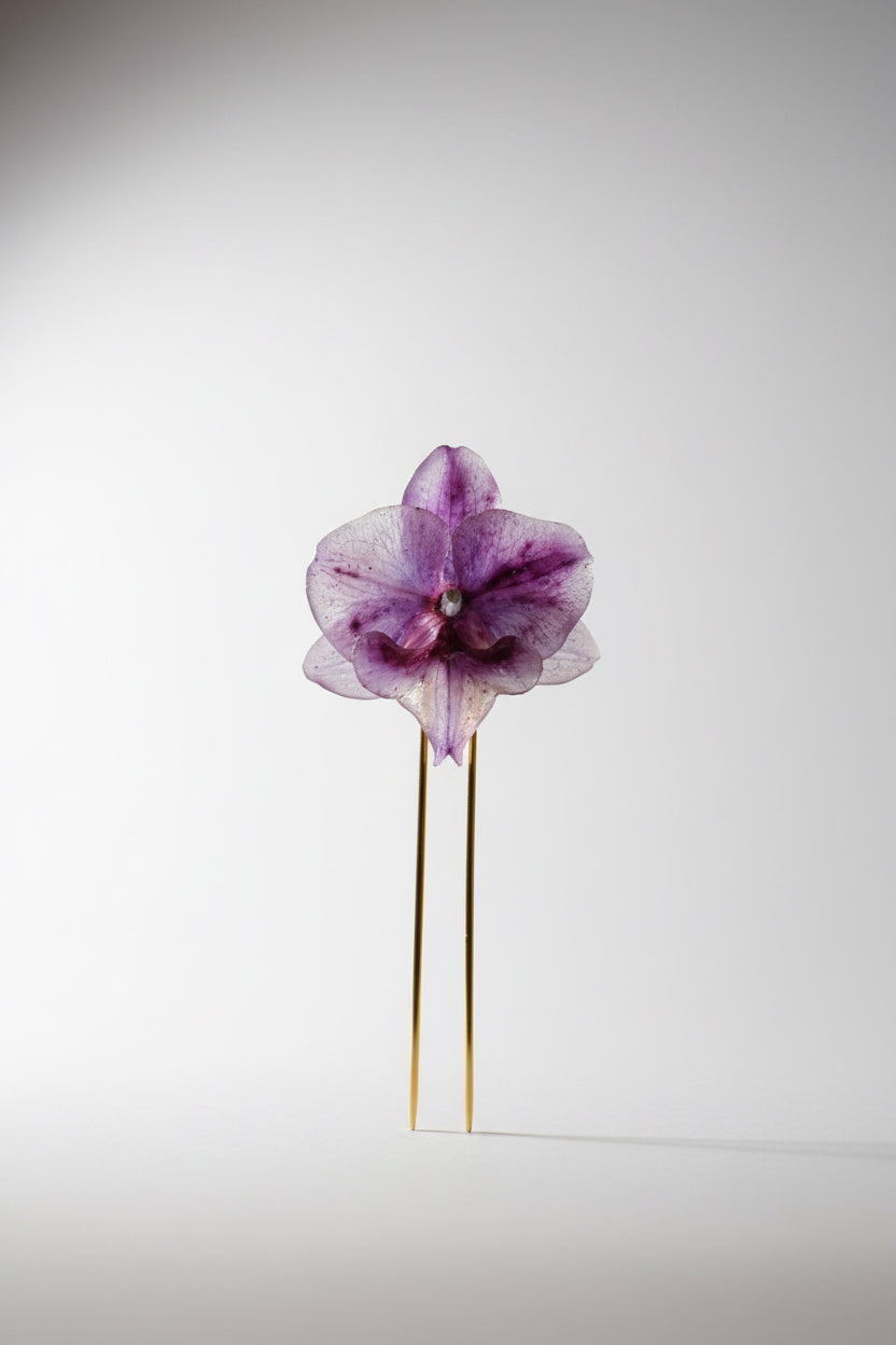 Purple orchid hairpin SYLLIA