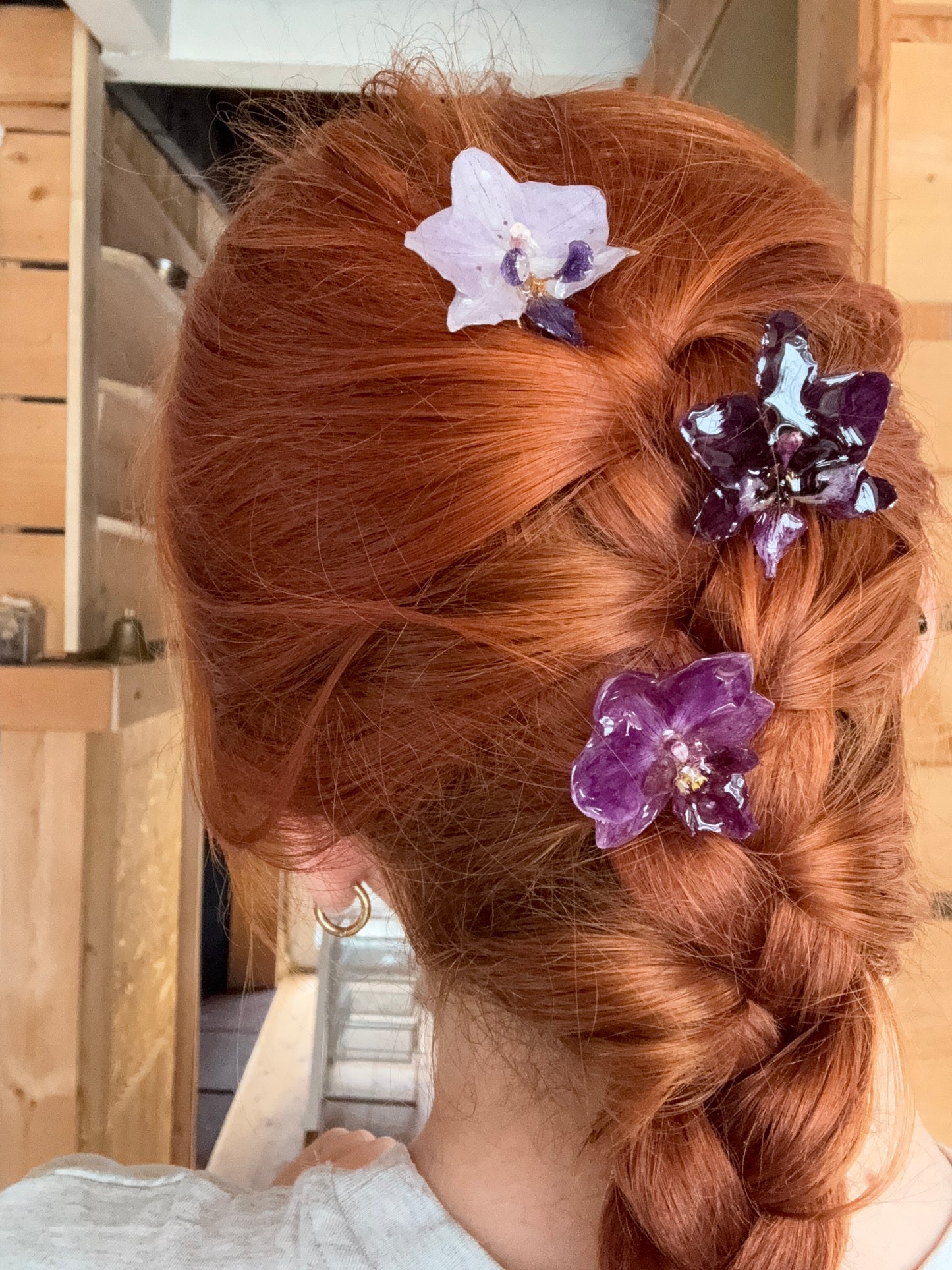 Handmade Real Orchid Mini Hairpins – Preserved Floral Accessories