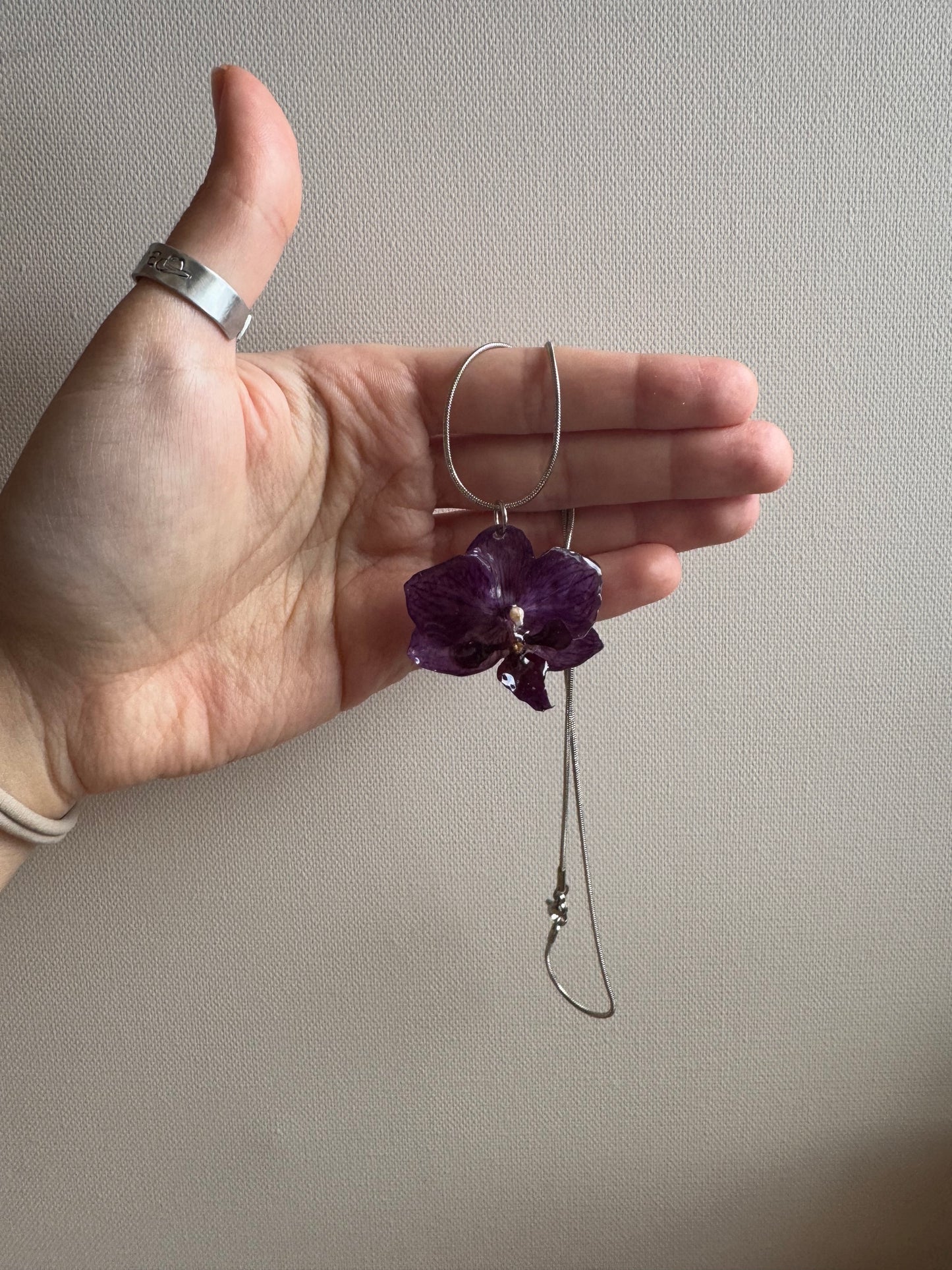 Purple orchid necklace