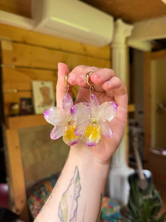 Dendrobium orchid earrings