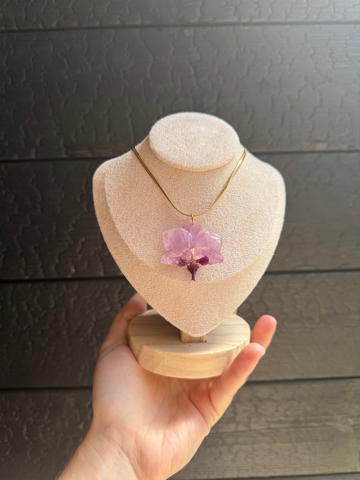Purple orchid necklace