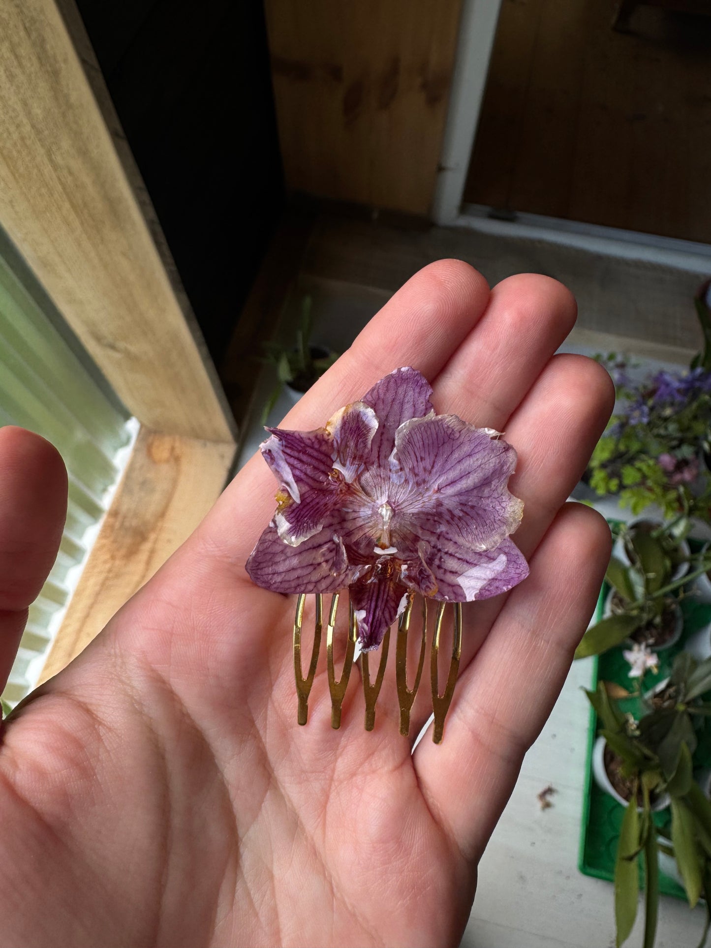 Rare orchid hair comb