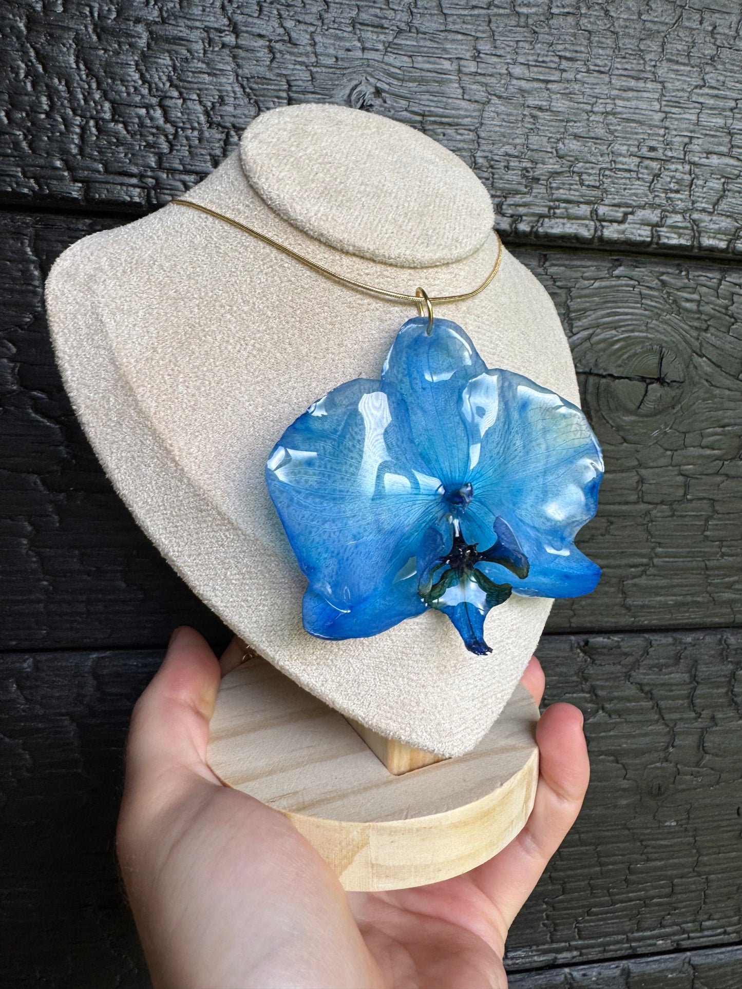 Blue orchid necklace