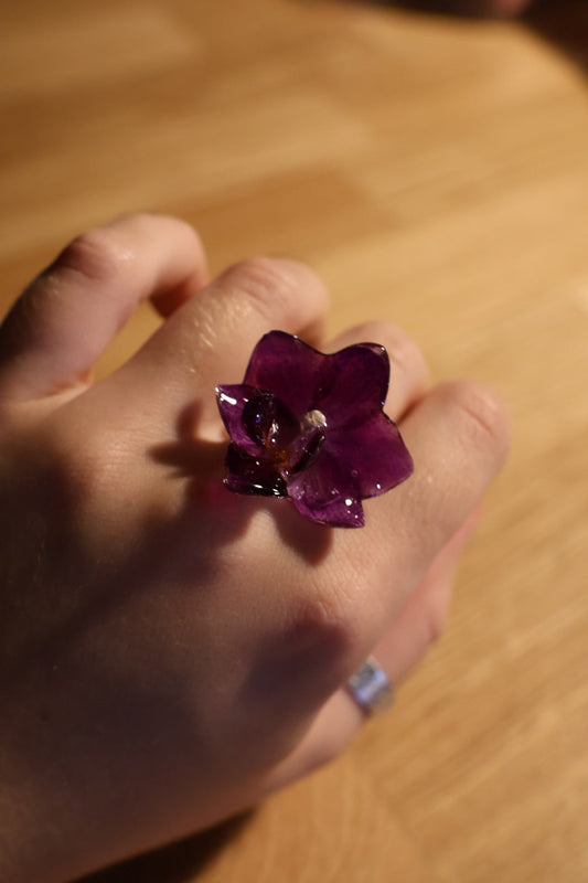 Purple orchid ring SYLLIA